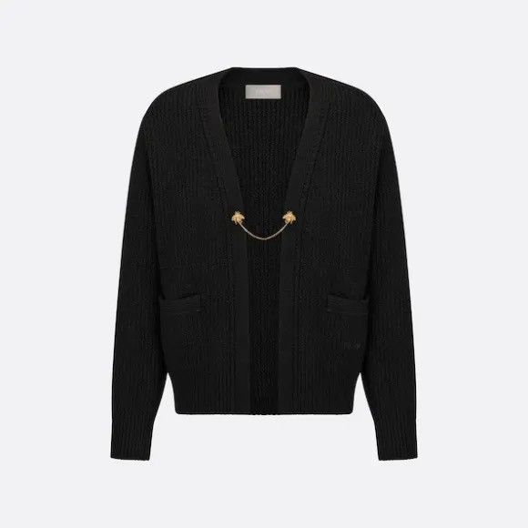 image of Dior Bee Jewel Black Wool And Alpaga Cardigan M, Men's (Size Medium)
