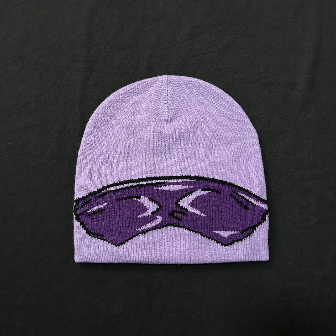 Japanese Brand Anime Character Graphic No Cuff Beanie Skully Hat Purple OS Size ONE SIZE - 5 Thumbnail