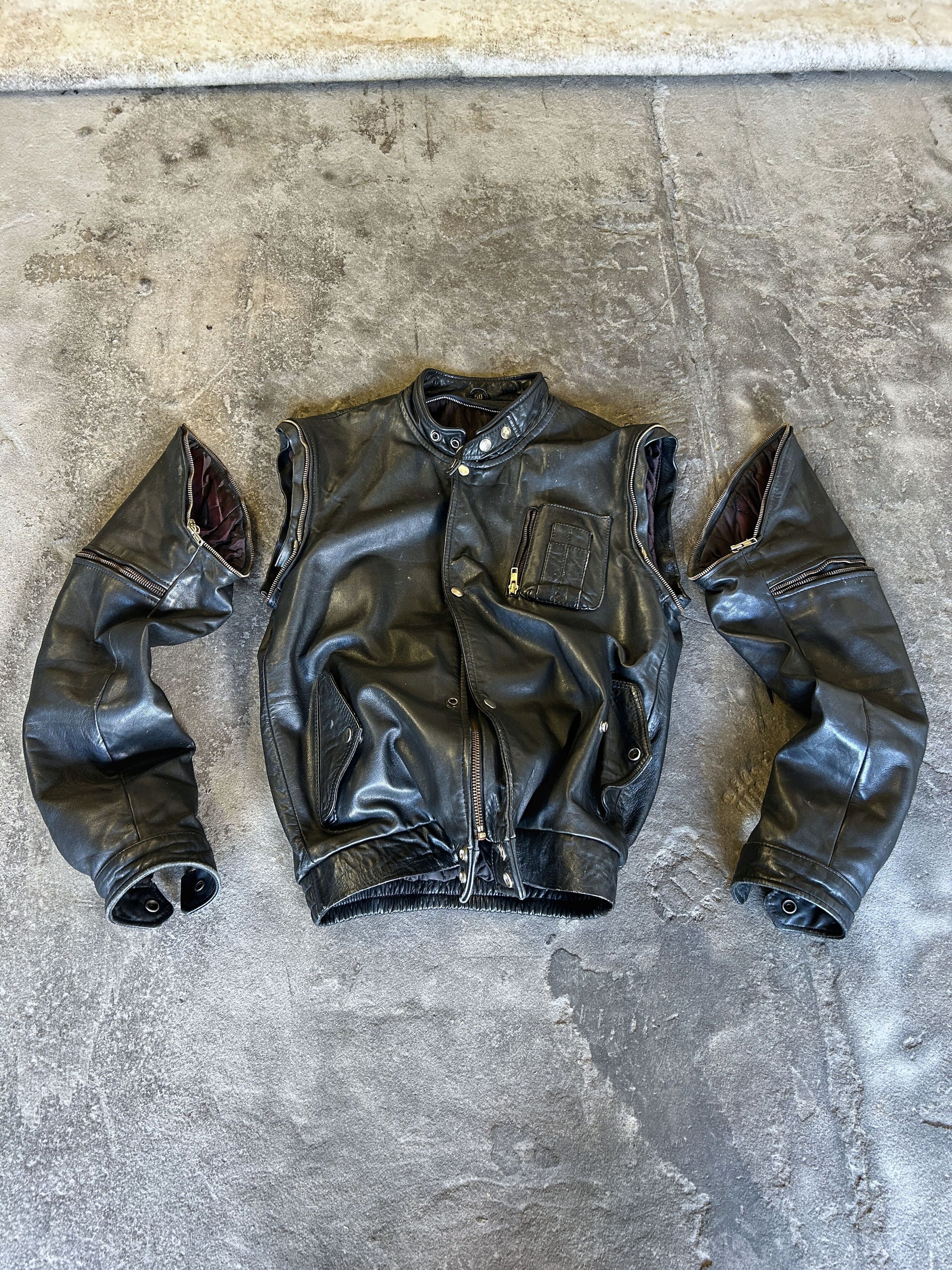 Japanese Brand Vintage Leather Cafe Racer Jacket Minimal Biker Style Size US M / EU 48-50 / 2 - 10 Thumbnail