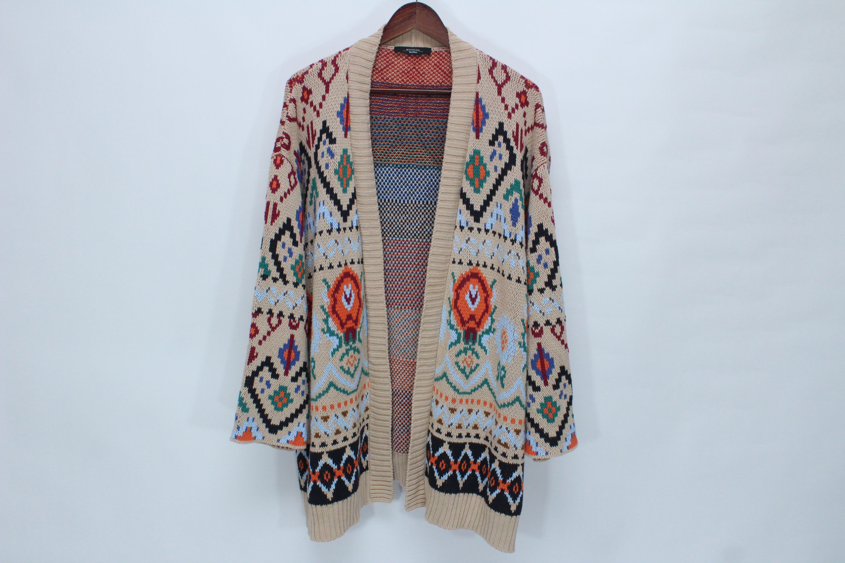 Weekend Max Mara Weekend Max Mara Teorema Jacquard Knit Cardigan Coat Size L Size L / US 10 / IT 46 - 4 Thumbnail