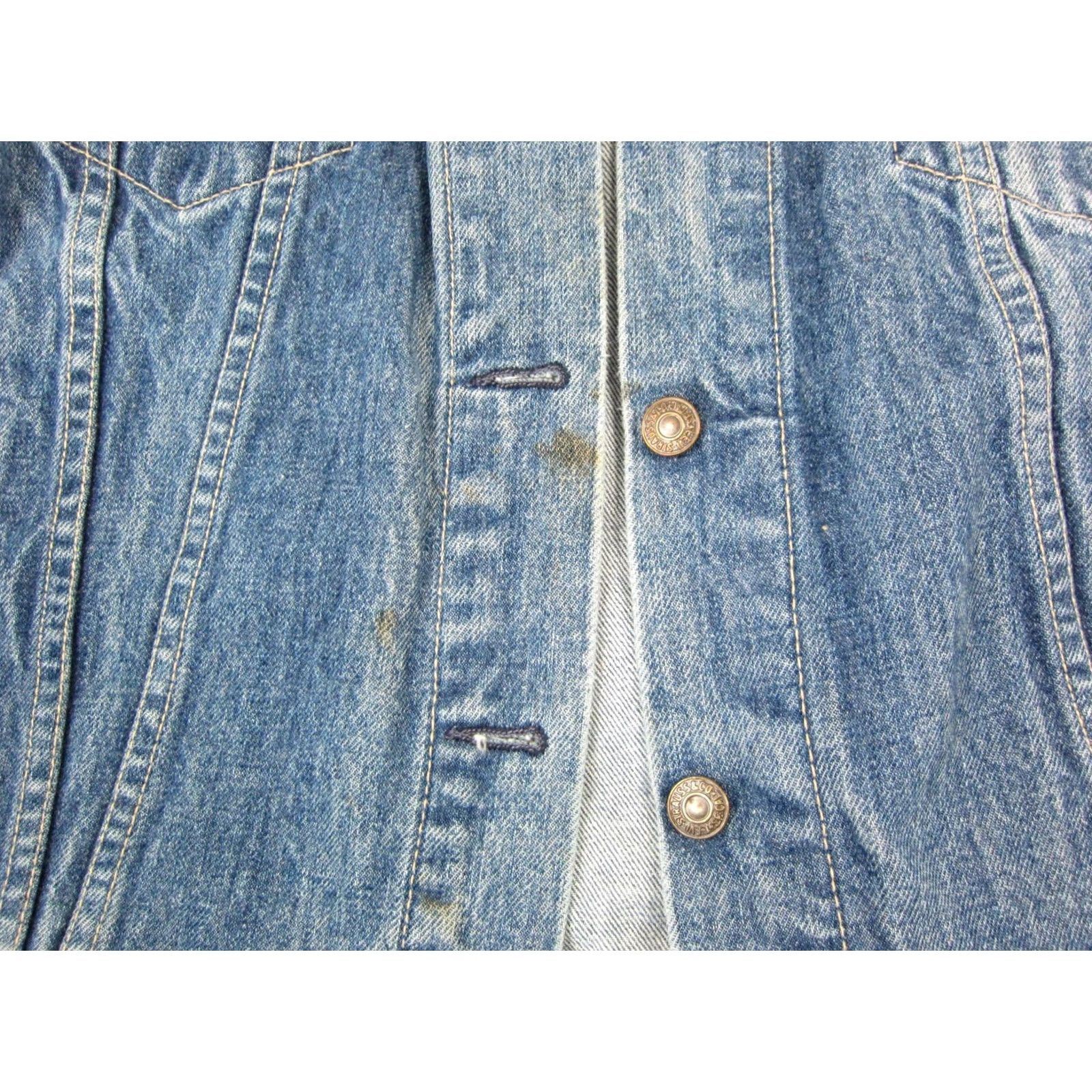 Levi's VINTAGE Levi's Trucker Jacket Mens L Blue Denim Button Regular 80s 90s Casual Workwear Jeans Style Bomber Jacket Boys Mens Size US 33 - 4 Thumbnail