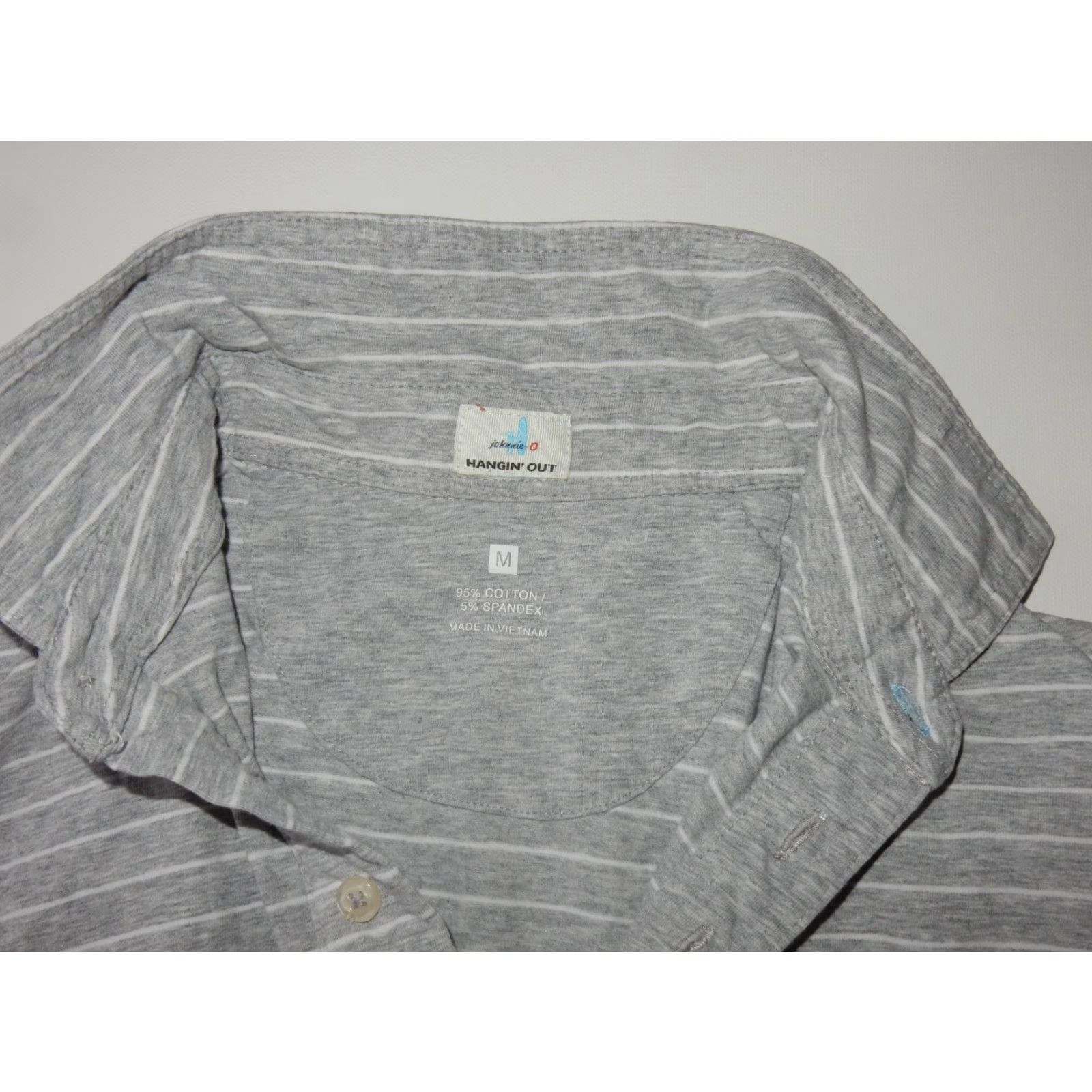 johnnie-O johnnie-O Polo Shirt Men M Short Sleeve Striped Gray Cotton Shirt Size US M / EU 48-50 / 2 - 5 Thumbnail
