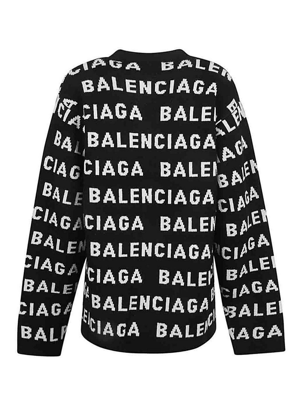 Balenciaga o1tr1nto0126 Bal Horizontal Allover Cardigan in Black Size XS / US 0-2 / IT 36-38 - 2 Thumbnail