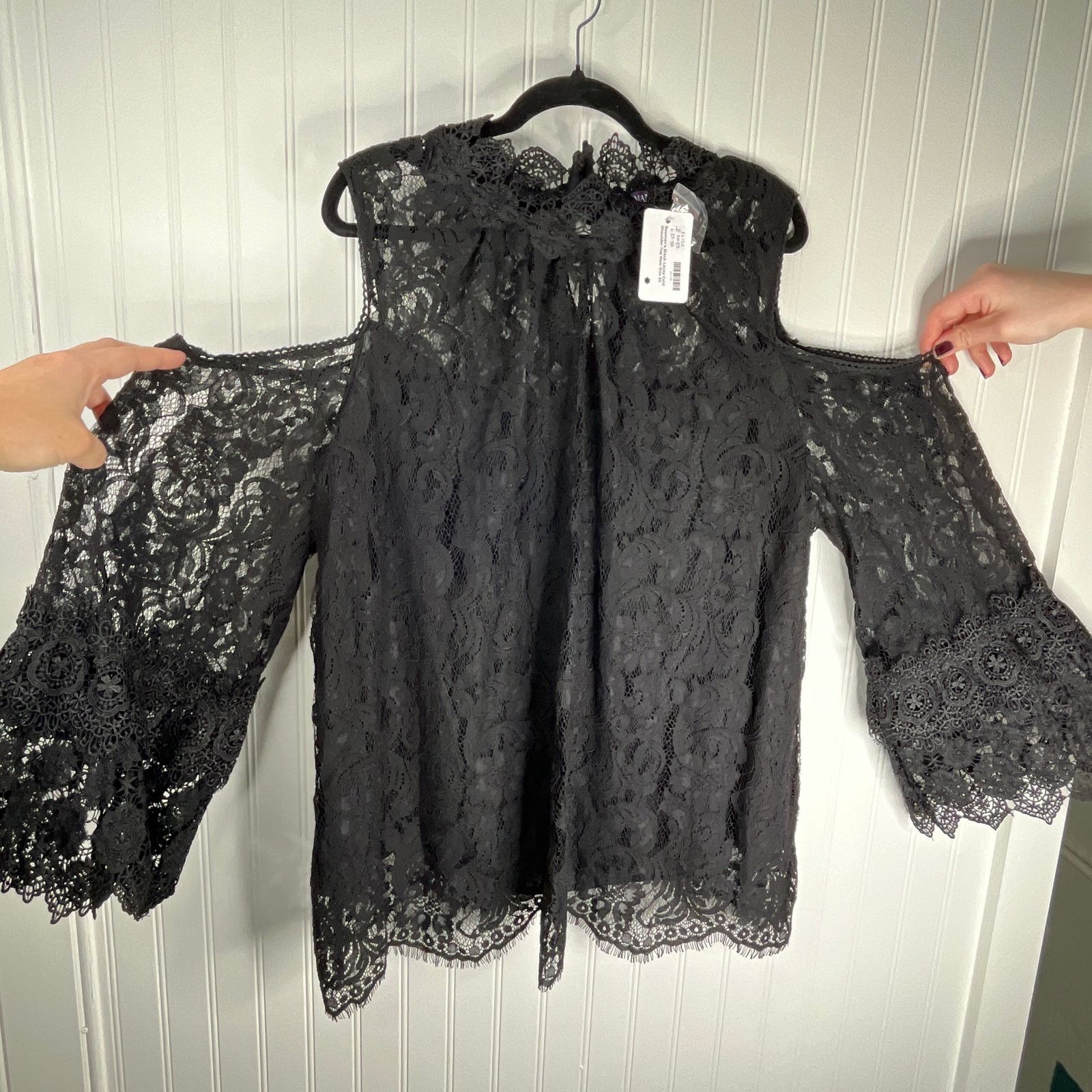 Other NWT Roaman's Lace Cold-Shoulder Top Black Witchy Formal Size 3XL / US 20-22 - 5 Thumbnail