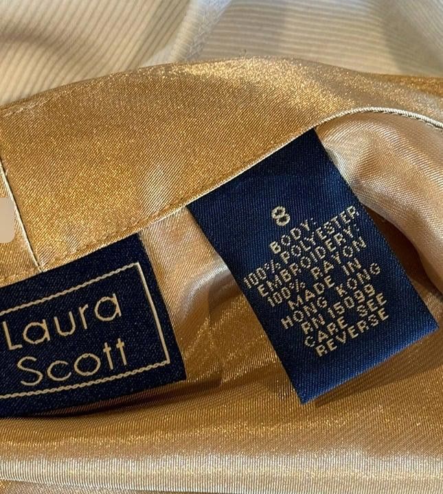 Designer Laura Scott Gold Embroidered Blouse Size 8 Size M / US 6-8 / IT 42-44 - 2 Thumbnail
