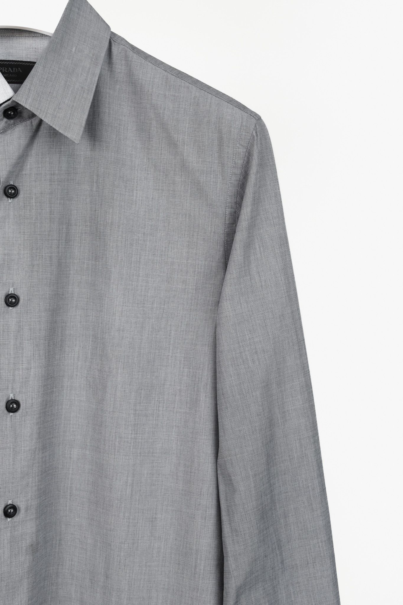 Prada Prada Grey Crosshatched Cotton Button-Up Shirt Size US L / EU 52-54 / 3 - 5 Thumbnail