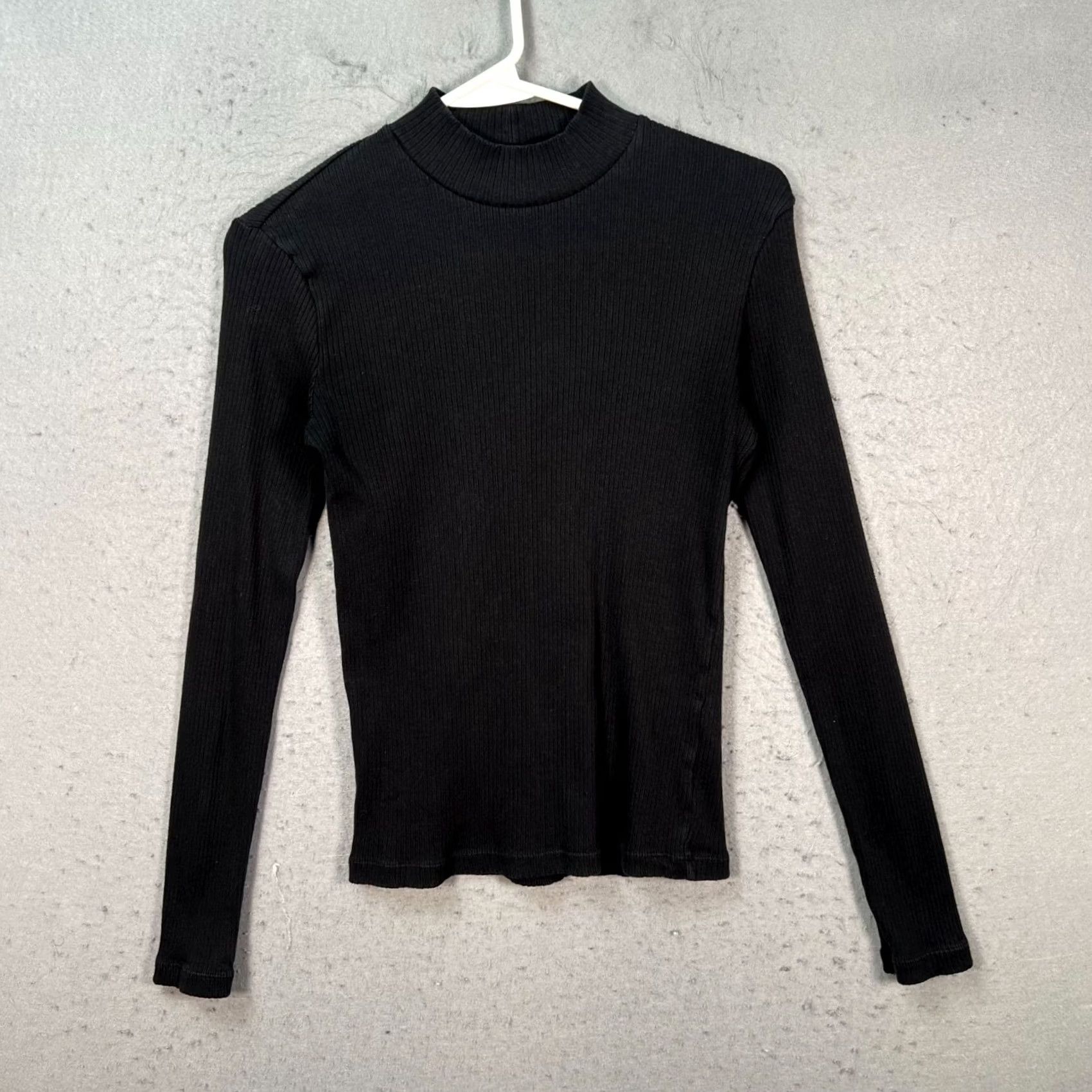 Uniqlo Uniqlo Womens XS Black Ribbed Long Sleeve Mock Neck Top T-Shirt Knit Cotton Spandex Regular Crew Neck Casual All Season Womens XS Black Uniqlo Shirt Size XS / US 0-2 / IT 36-38 - 2 Thumbnail