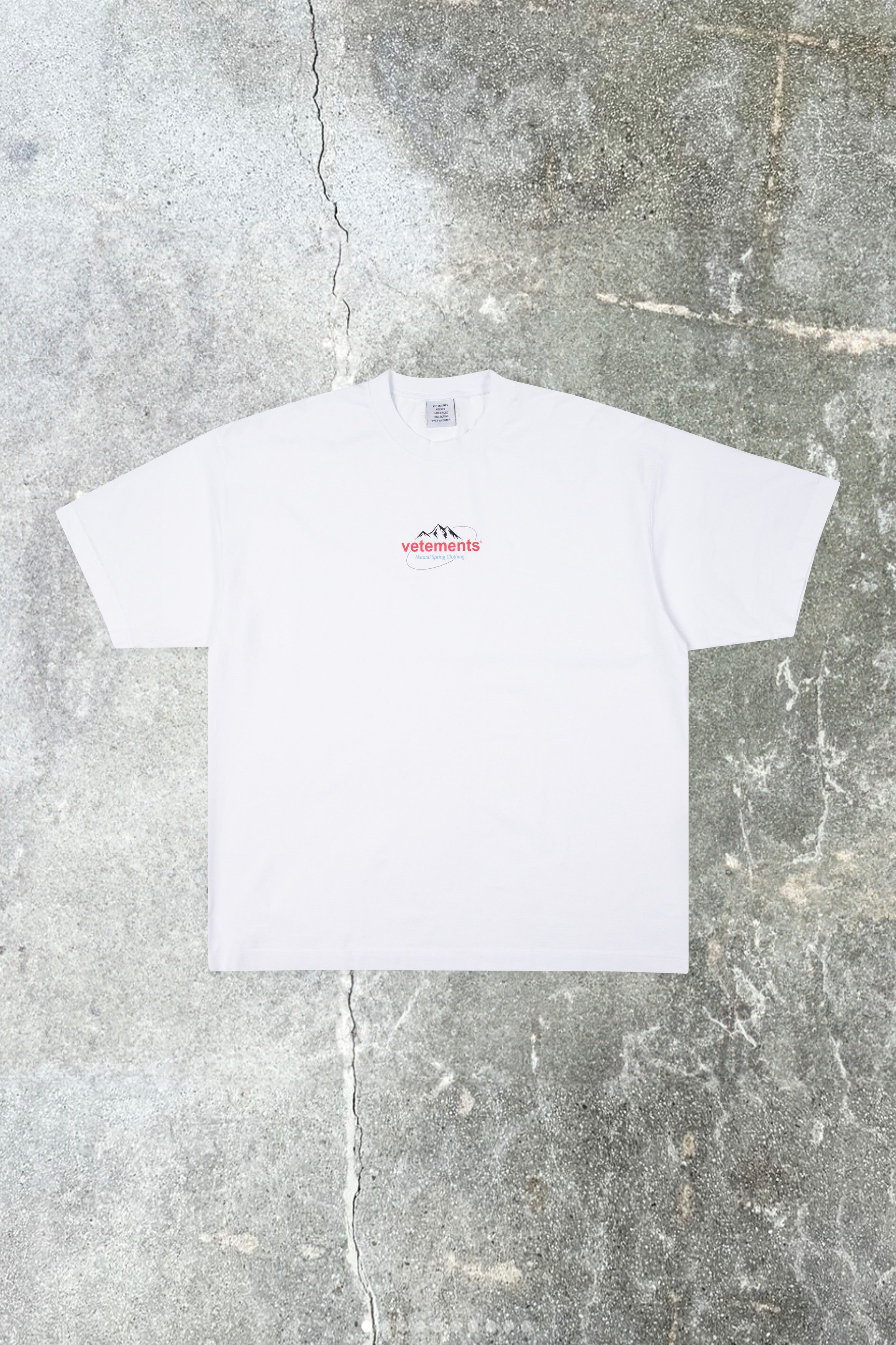image of Vetements White Spring Water Logo T-Shirt, Men's (Size Large)