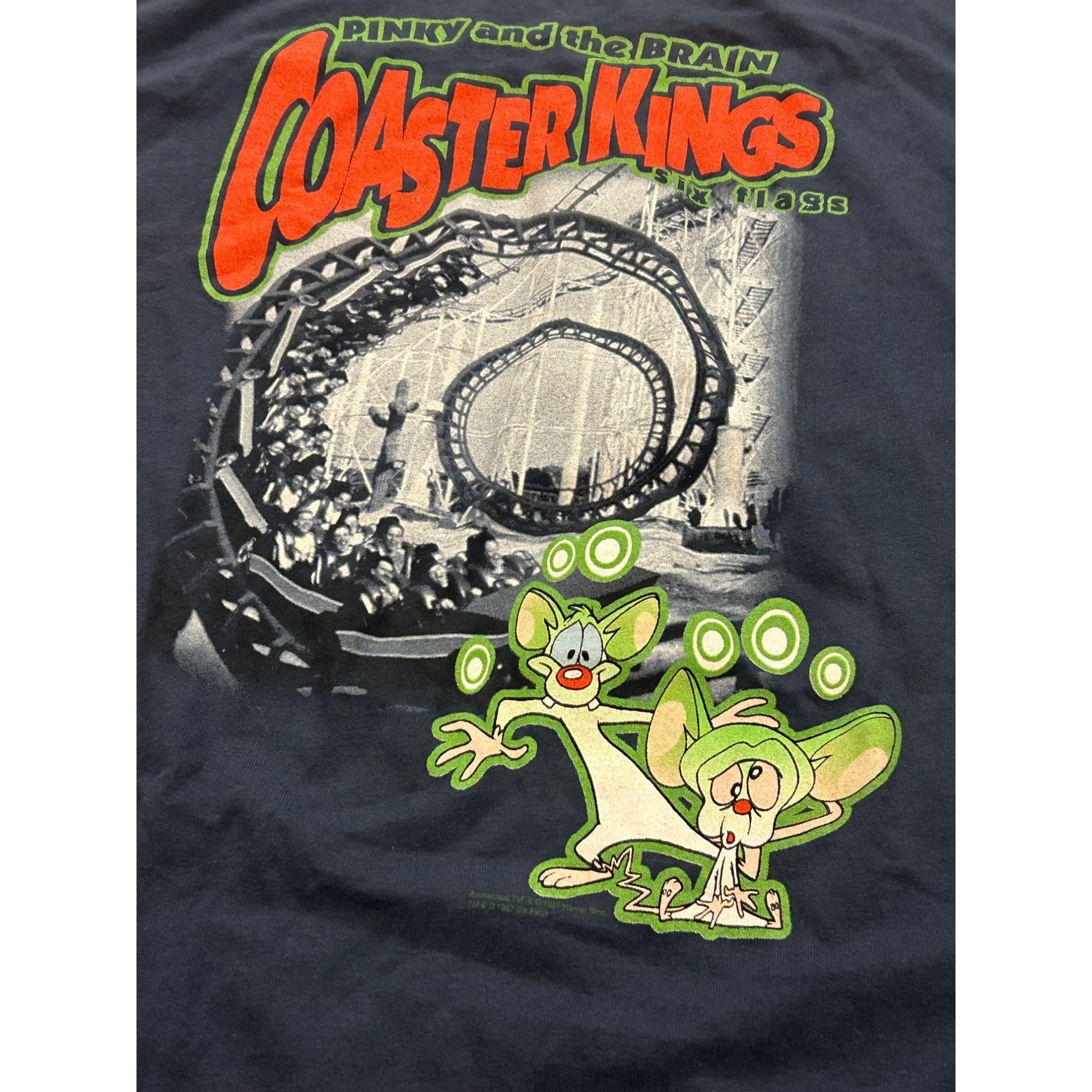 Warner Bros Rare Vintage 1997 Pinky and the Brain Coaster Kings Six Flag Size US XL / EU 56 / 4 - 5 Thumbnail