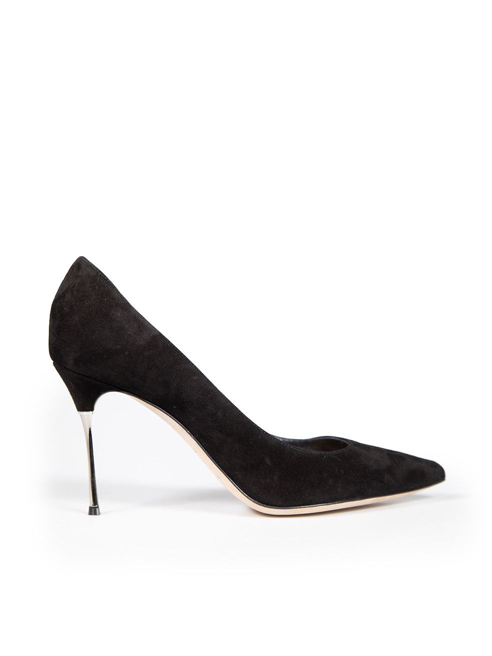 image of Sergio Rossi Black Suede Godiva Steel Heel Shoes, Women's (Size 11)