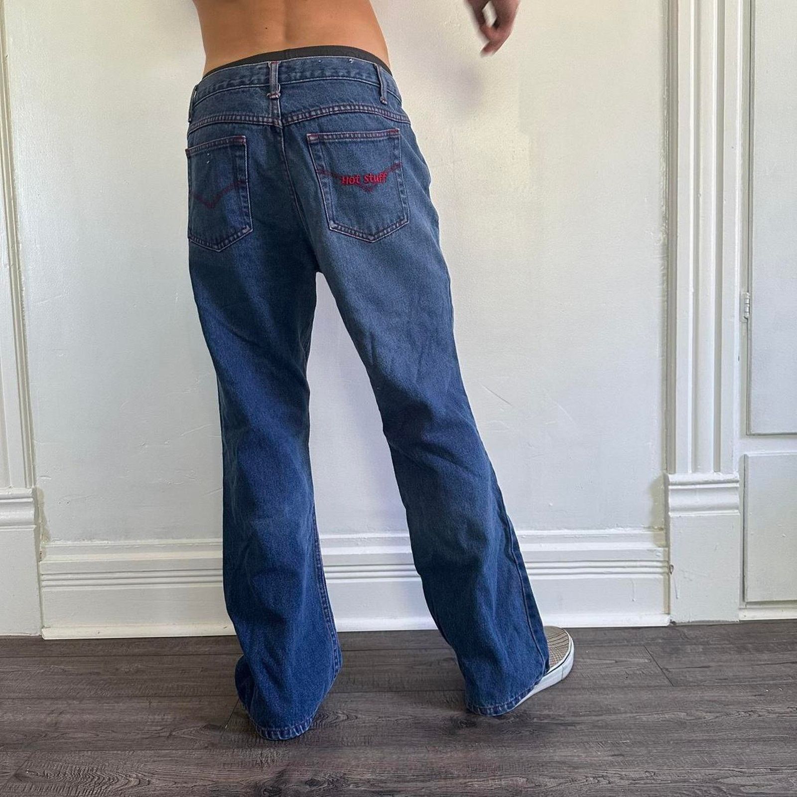 Vintage Cute Vintage Y2K Hot Stuff Blue Mom Flare Fire Flame Jean Size 30" / US 8 / IT 44 - 2 Thumbnail