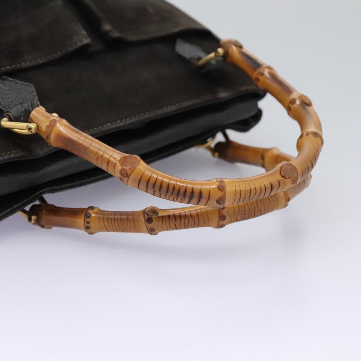 Gucci GUCCI Bamboo Hand Bag Suede Leather Black Gold 000 122 000 Size ONE SIZE - 7 Thumbnail