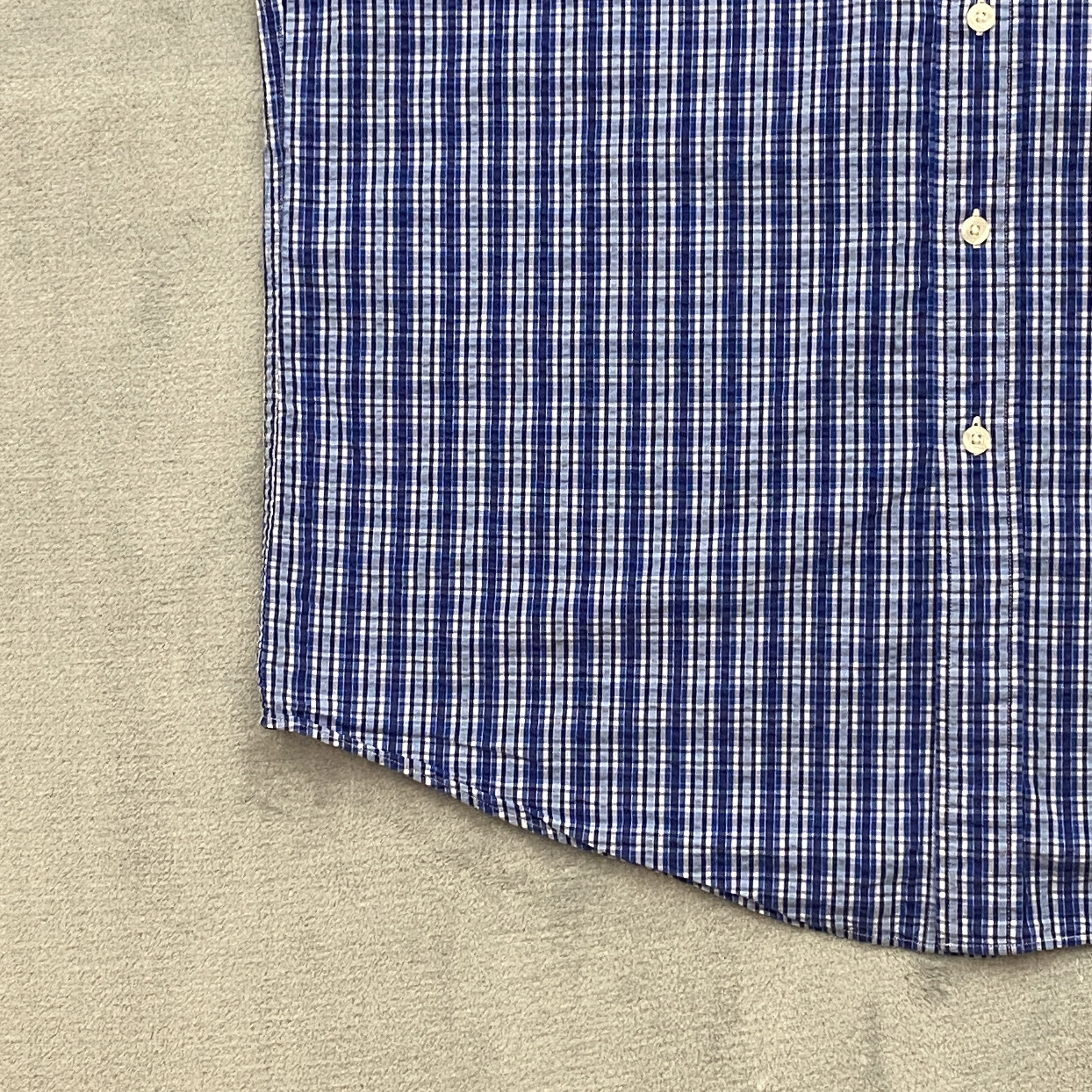 Brooks Brothers SEERSUCKER Shirt Men Large Plaid Original Polo Short Sleeve Size US L / EU 52-54 / 3 - 6 Thumbnail