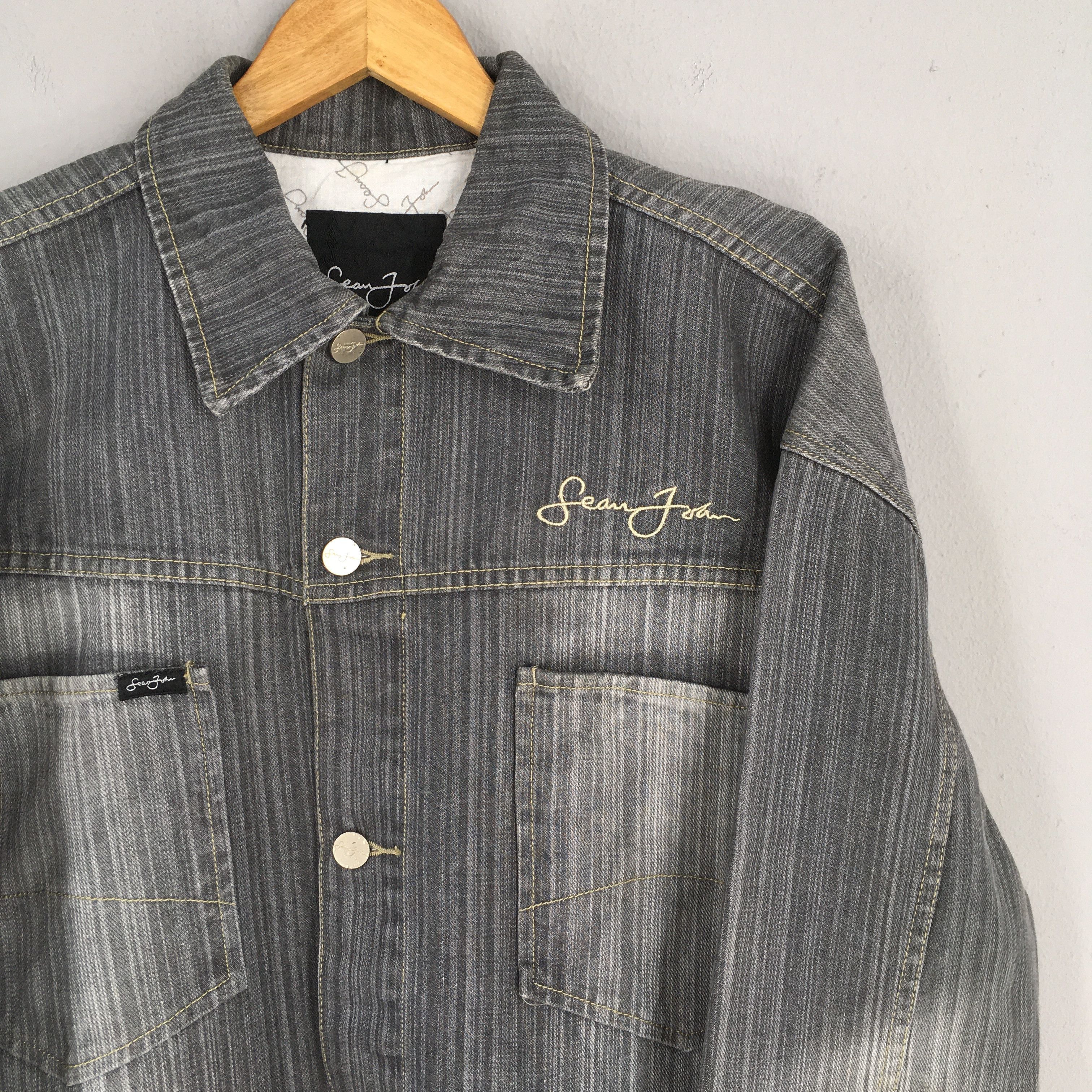 Sean John Vintage 90s Sean John Gray Jeans Workers Jacket 2XLarge Size US XXL / EU 58 / 5 - 2 Thumbnail