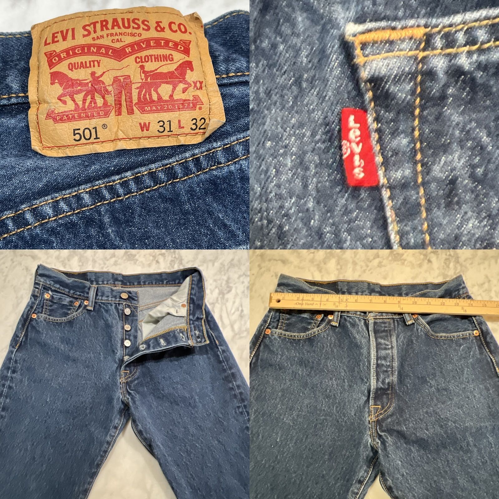 Levi's Levi’s 501 Jeans Pant Men 28x28 Measures 31x32 Blue Straight Leg Button Fly Size US 28 / EU 44 - 8 Thumbnail