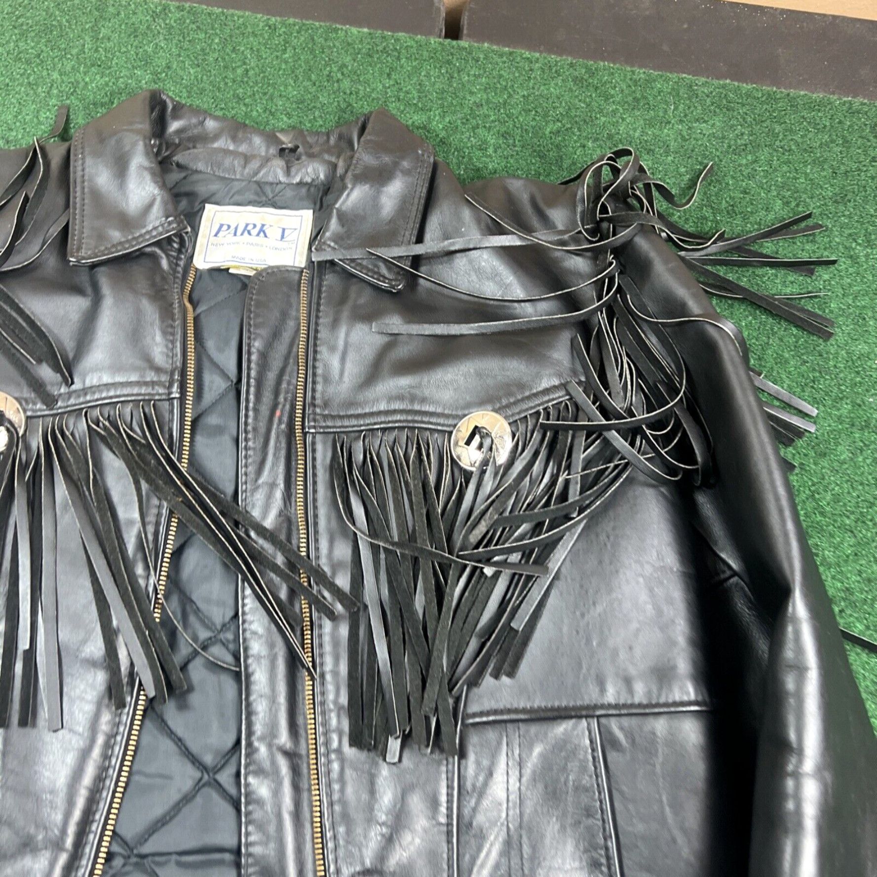 Vintage Vintage 80s Black Leather Fringe Jacket Metal Biker Boho Festival Western 16 Size M / US 6-8 / IT 42-44 - 6 Thumbnail