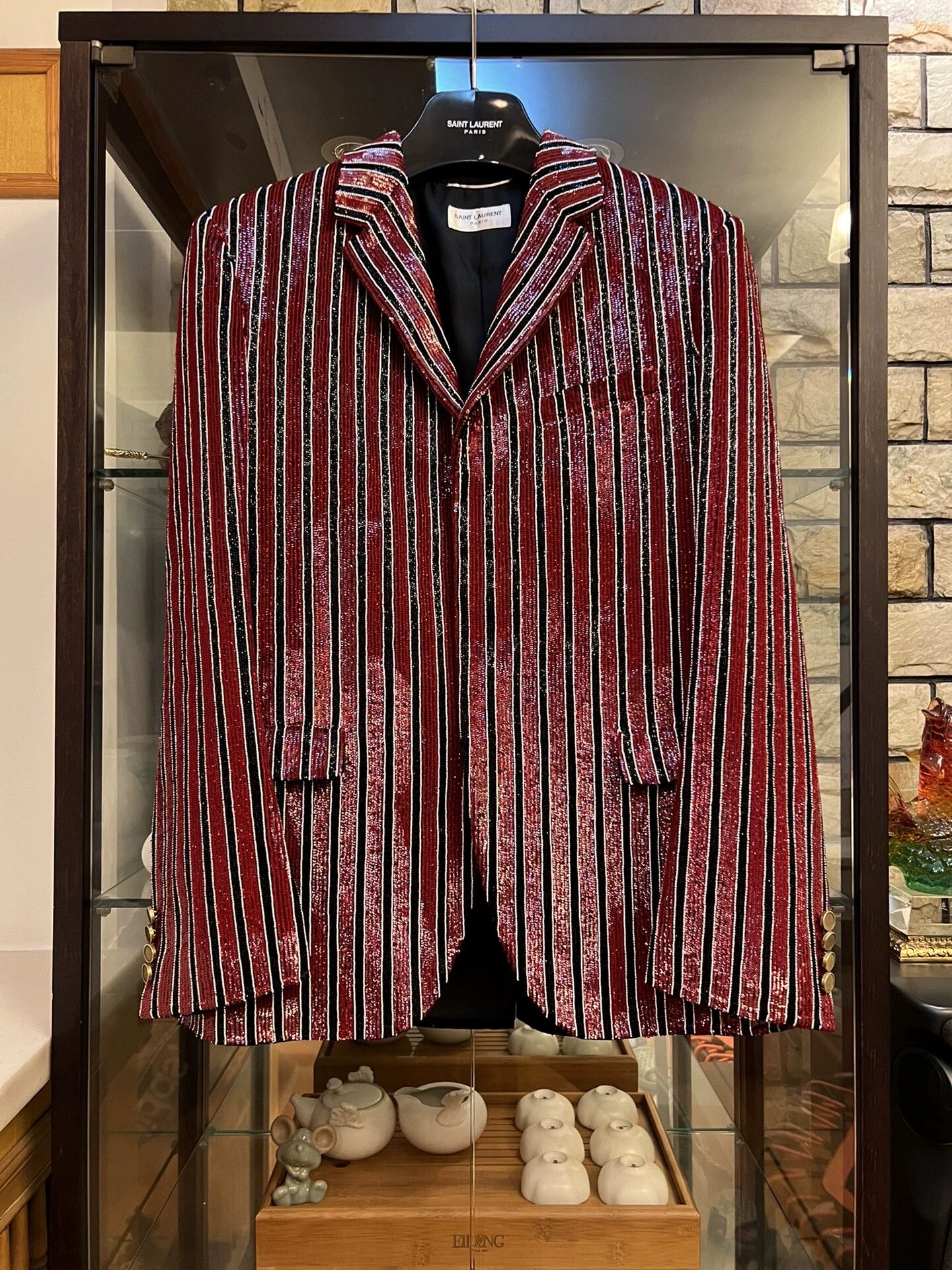 Saint Laurent Paris Saint Laurent Paris Black and red striped suit Size US M / EU 48-50 / 2 - 1 Thumbnail