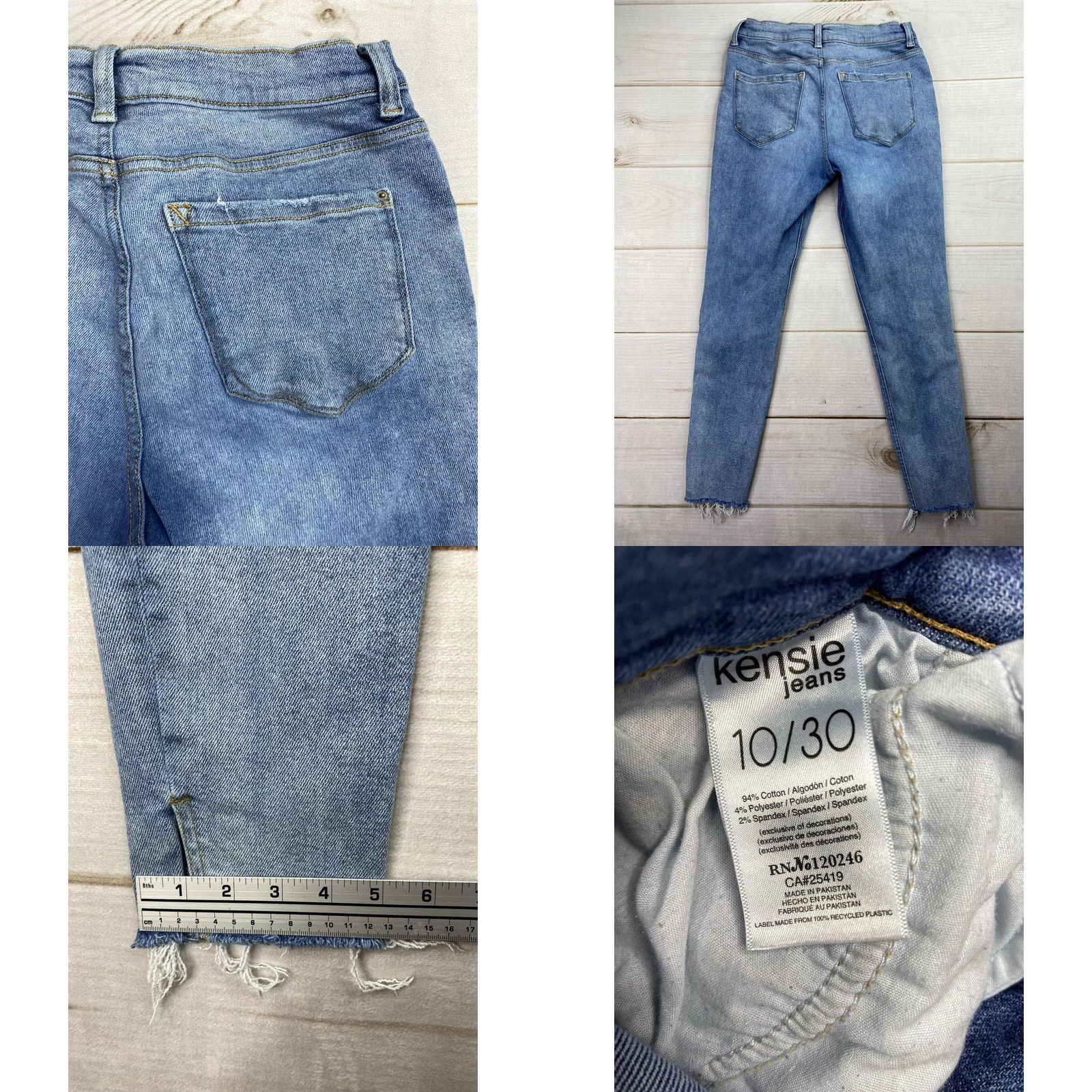 Vintage Kensie Jeans Sz 10/30 The Kelsey High Rise Skinny Ankle Distressed Raw Hem Jeans Women Slim Denim Blue 5-Pocket City Fall Winter Spring Size 32" / US 10 / IT 46 - 8 Thumbnail