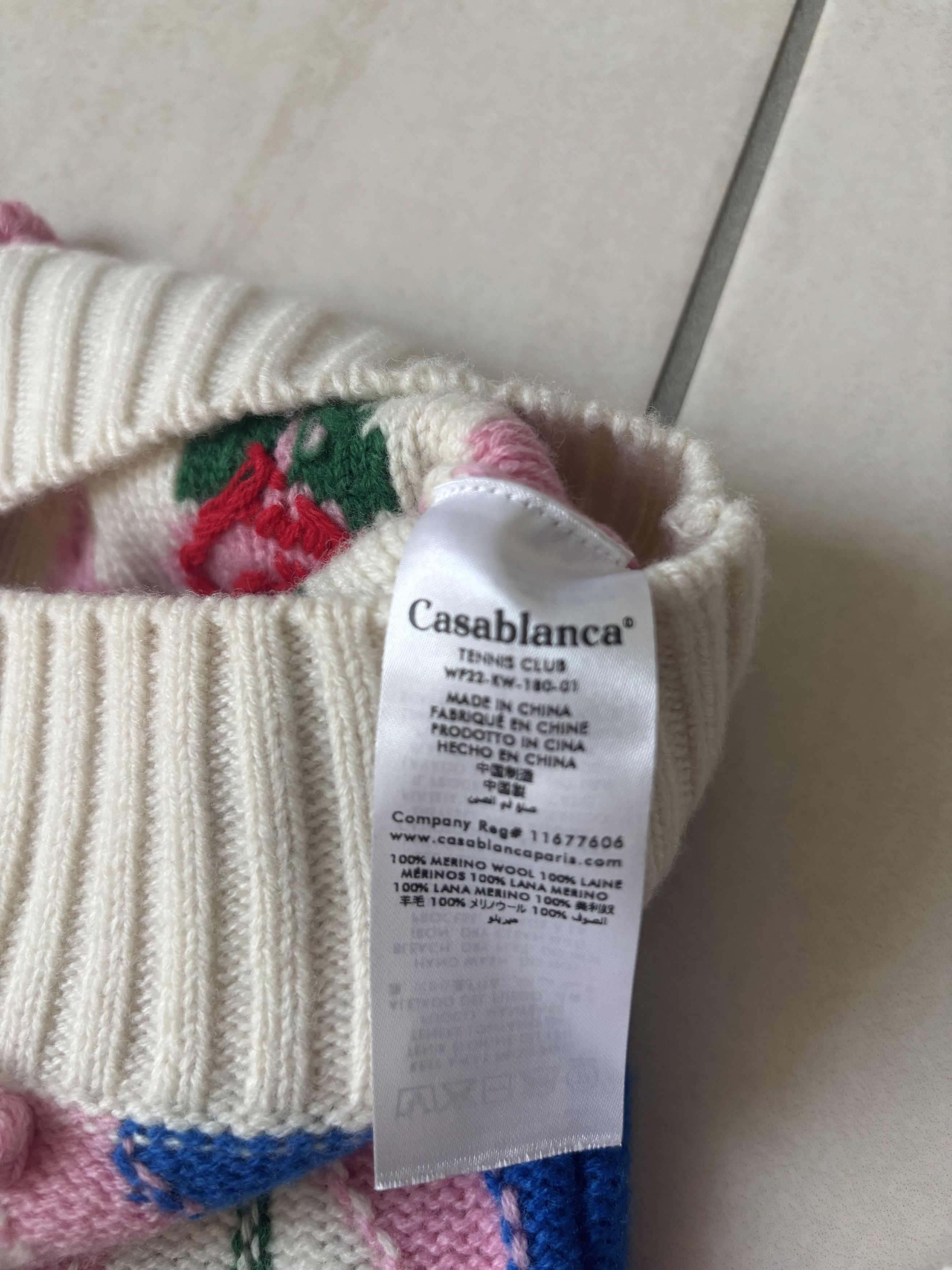 Casablanca Casablanca Merino wool Cropped argyle jumper off-white/pink Size S / US 4 / IT 40 - 5 Thumbnail