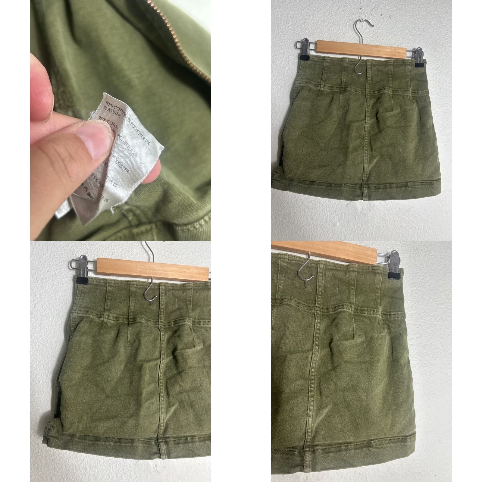 Free People Free People Skirt Mini Womens 26x14 Army Green Zip Pocket Distressed All Seasons 90s Bohemian Festival Rock Band Modern Coastal Cowgirl Size 26" / US 2 / IT 38 - 8 Thumbnail