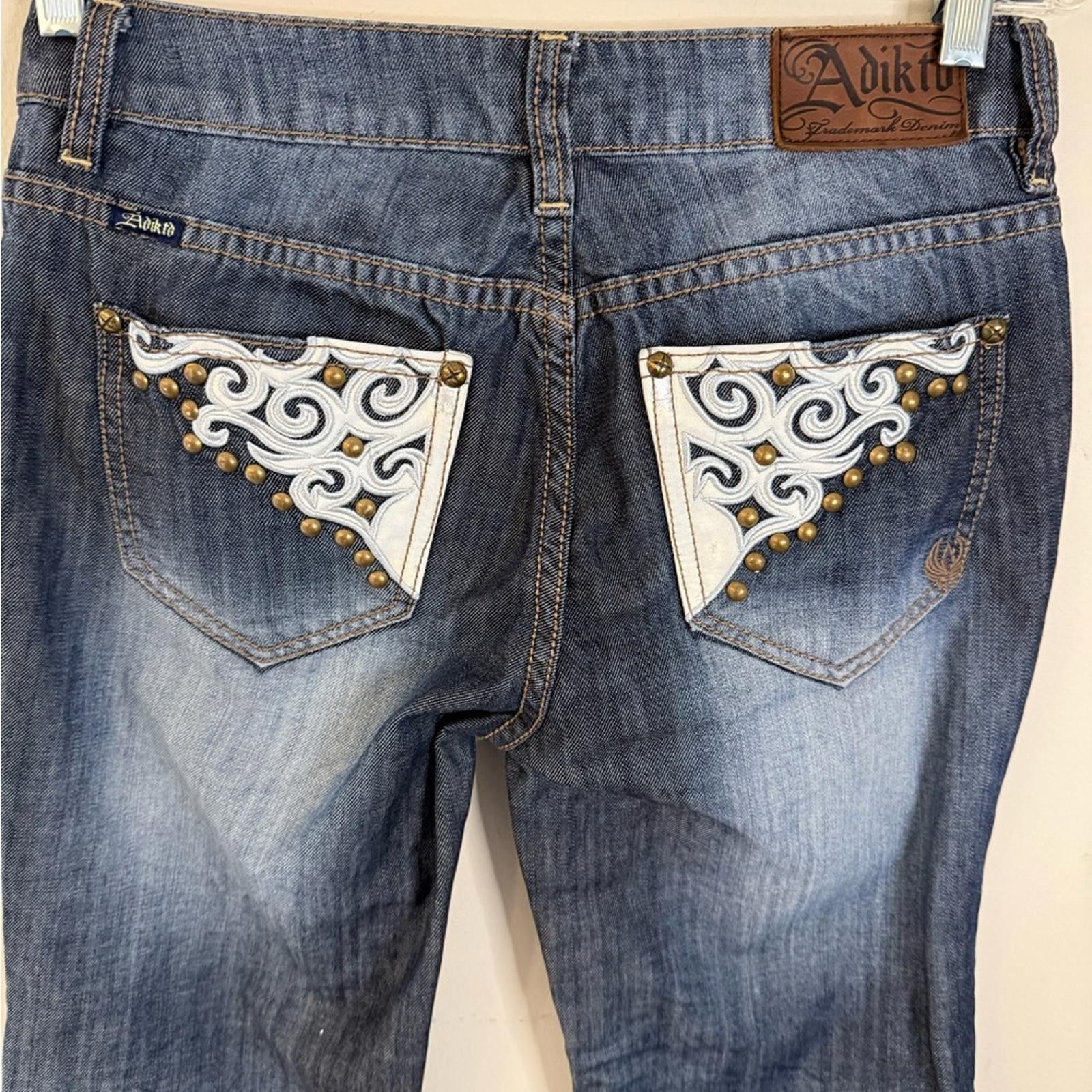 Other Adiktd distressed straight leg denim jeans lace studs 4/28” Size 27" / US 4 / IT 40 - 3 Thumbnail