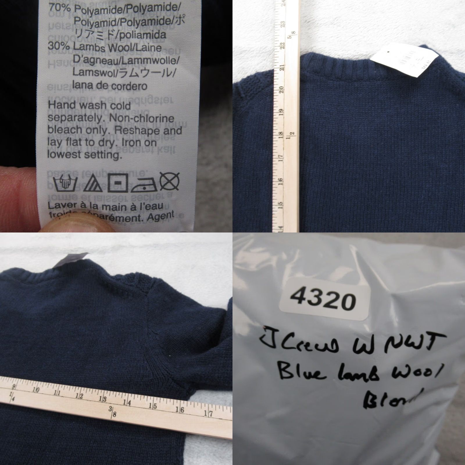 J.Crew J.CREW Pointelle Cable-Knit Wool Blend Sweater Womens XXS Navy Crew Neck Pullover Casual Size XXS / US 00 / IT 34 - 8 Thumbnail