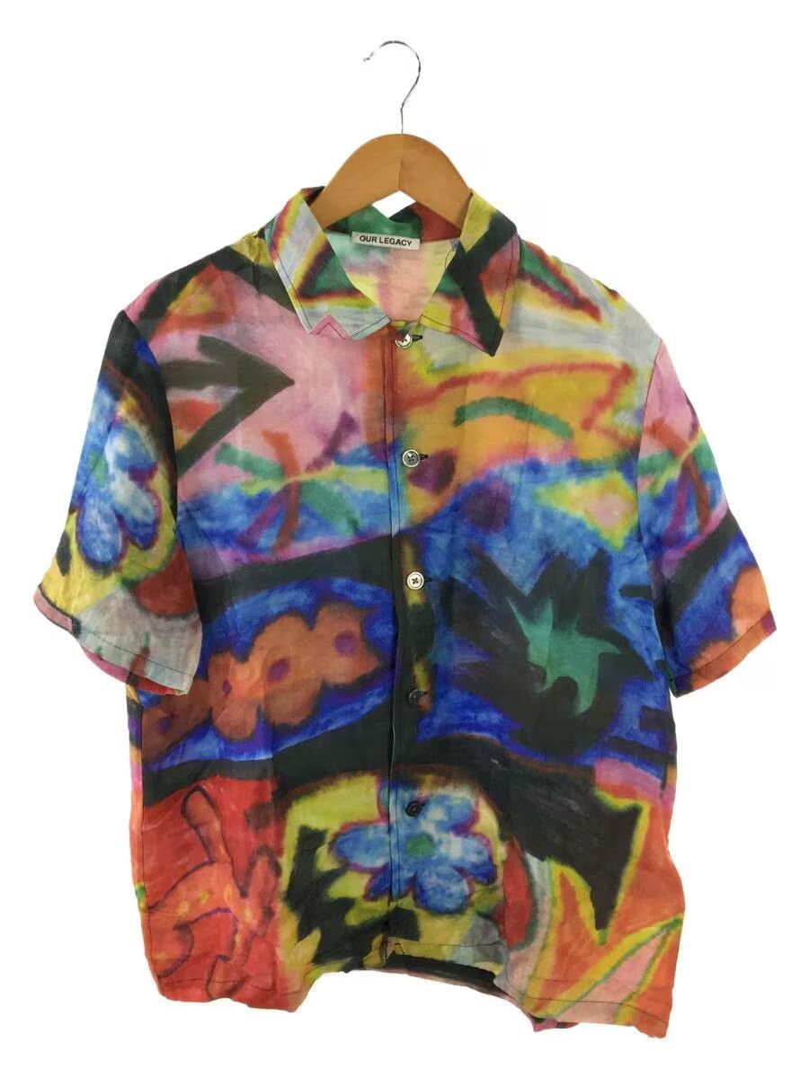 image of Our Legacy Paint Printed Short Sleeve Open Collar Button Shirt, Men's (Size Small)