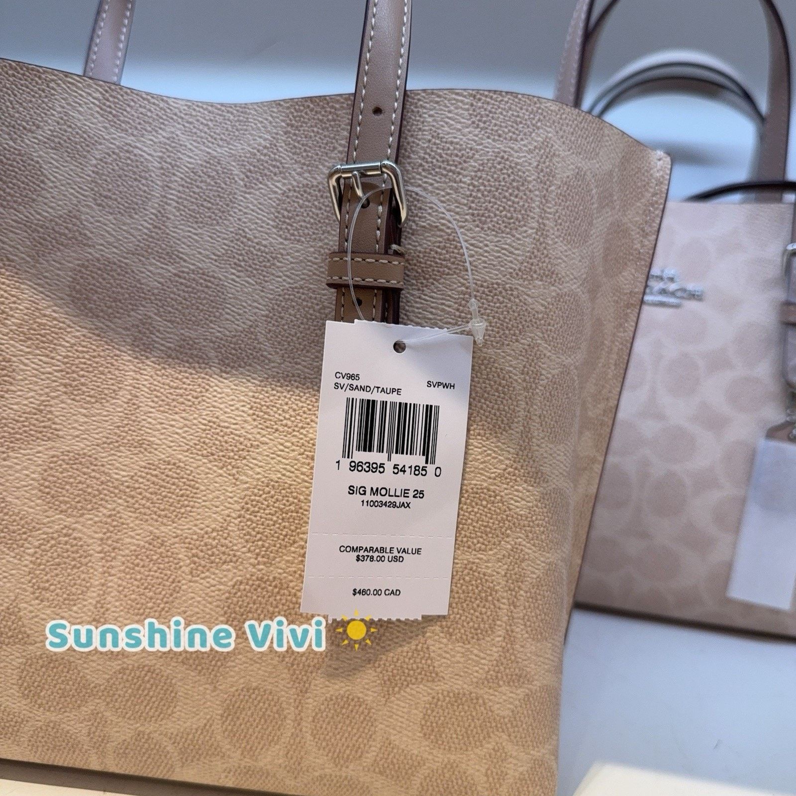 Coach NWT Coach Mollie Tote 25 Crossbody Strap CV965 SV/SAND/TAUPE Size ONE SIZE - 5 Thumbnail
