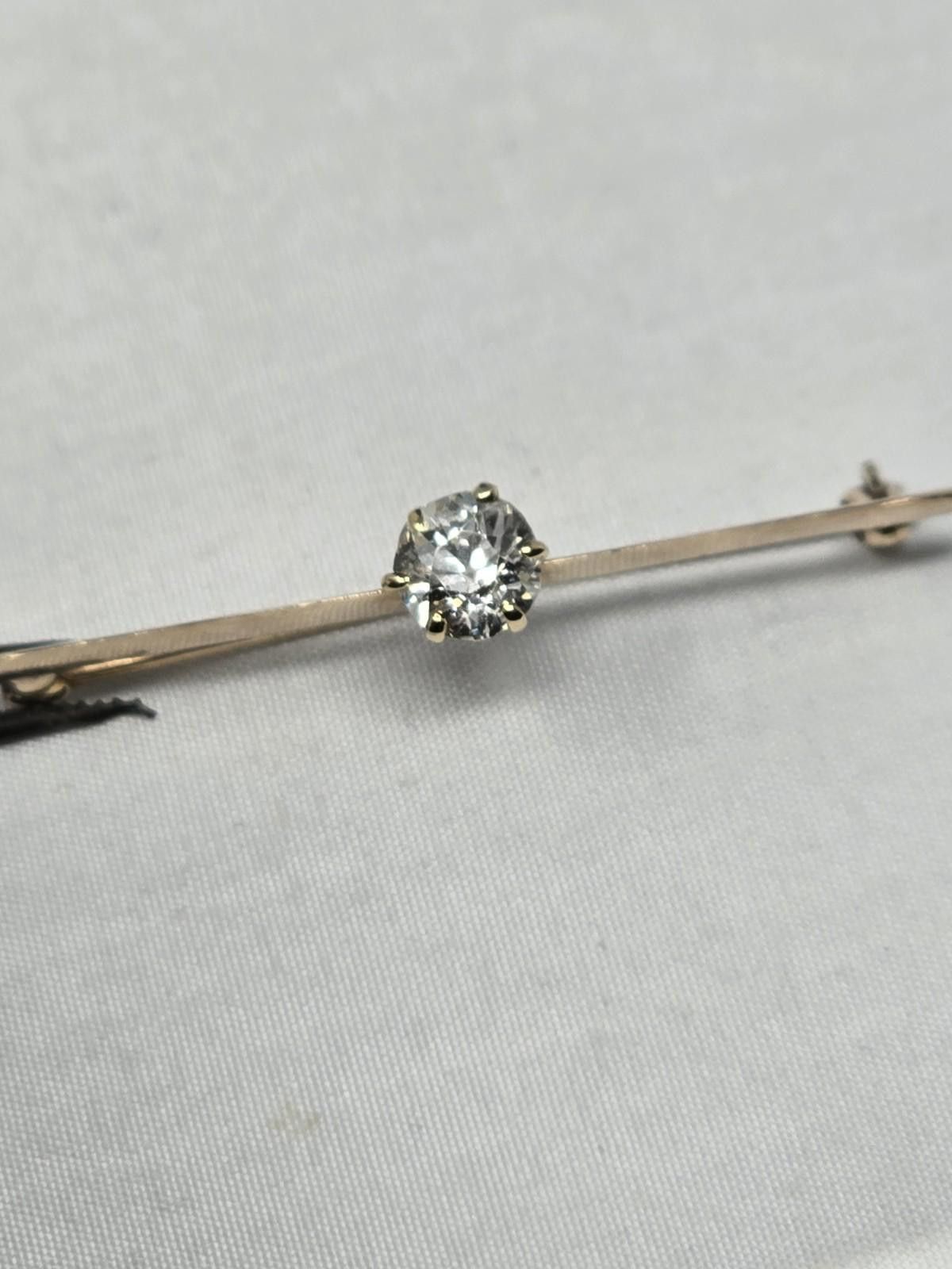 Antique Rivet ​Antique 14k Gold ~0.83ct Old European Diamond Bar Pin 2g Size ONE SIZE - 1 Thumbnail