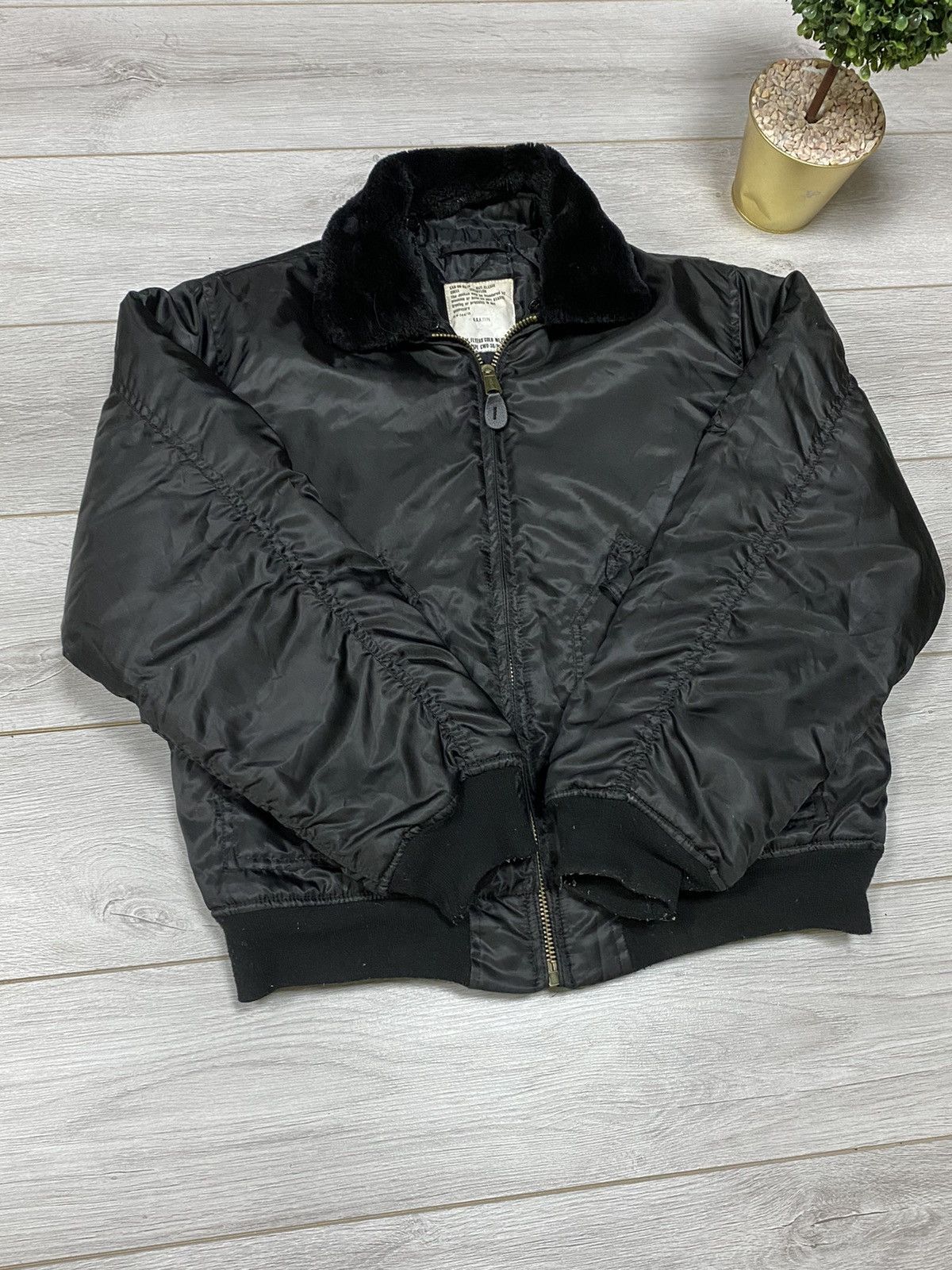 Vintage Bomber Flying man fur vintage zip nylon jacket Size US XL / EU 56 / 4 - 8 Thumbnail