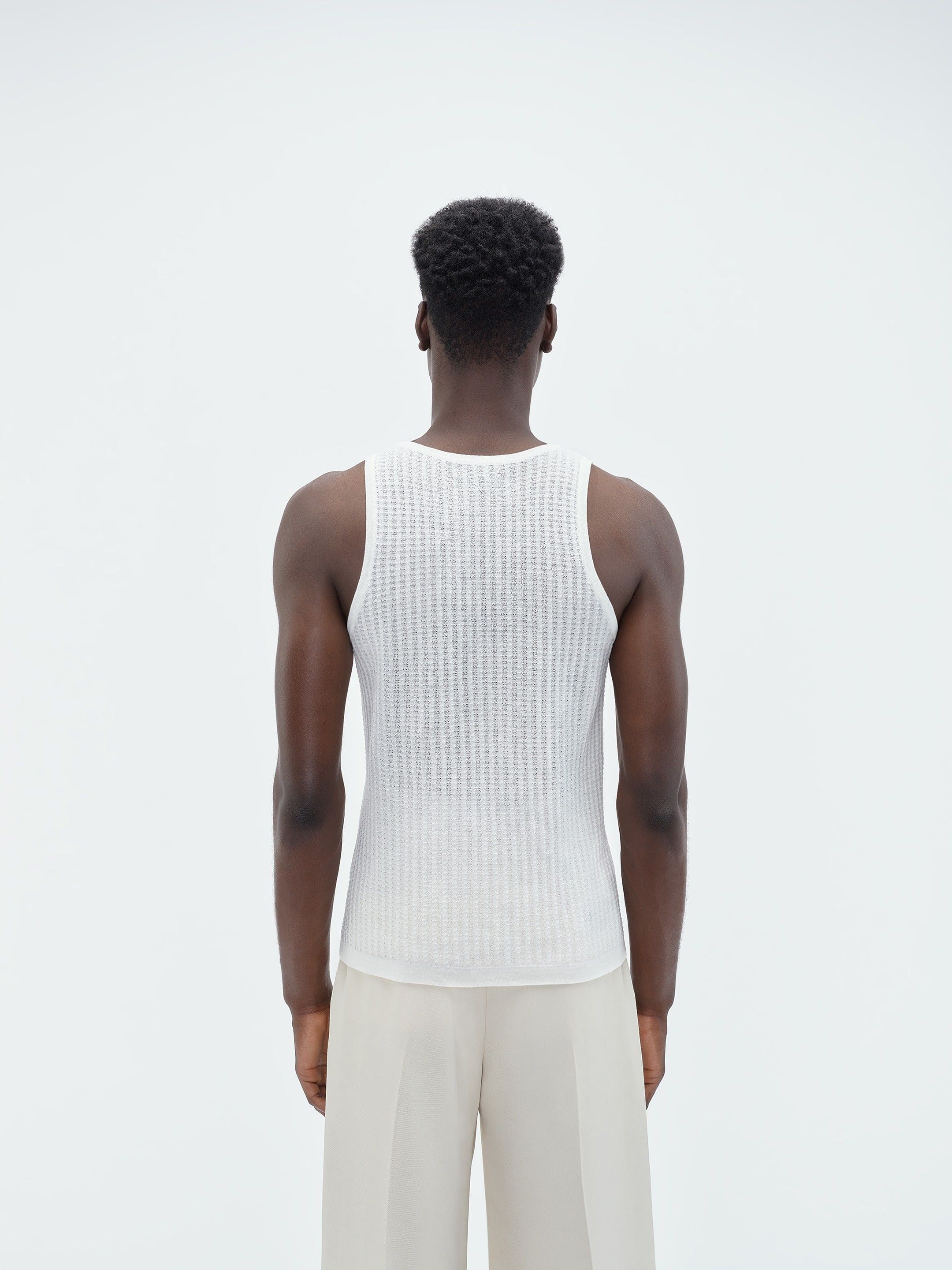 Amiri o1s1wg110525 Waffle Stitch Tank Top in White Size US S / EU 44-46 / 1 - 5 Thumbnail