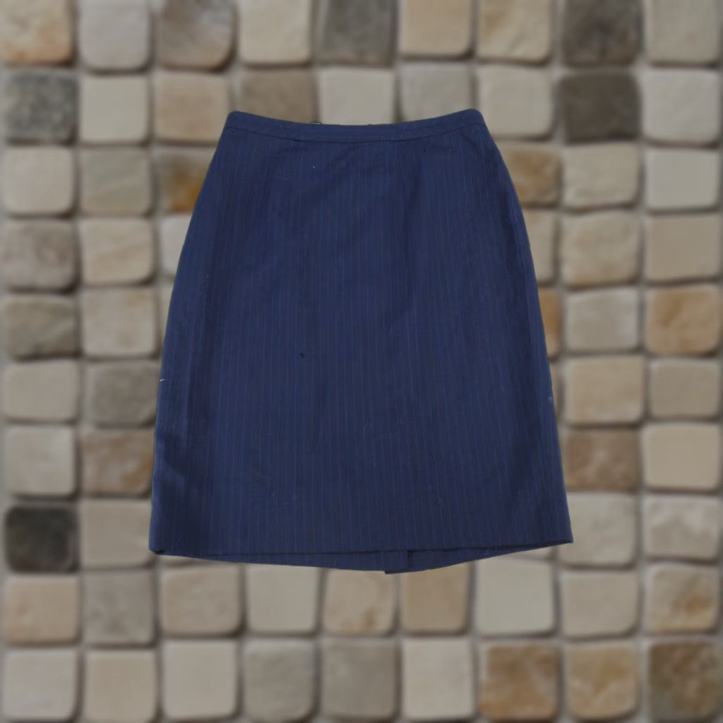 Brooks Brothers VINTAGE Brooks Brothers Skirt Womens 4P Navy Blue Pinstripe Wool Pencil NEW Holes Size 27" / US 4 / IT 40 - 1 Thumbnail