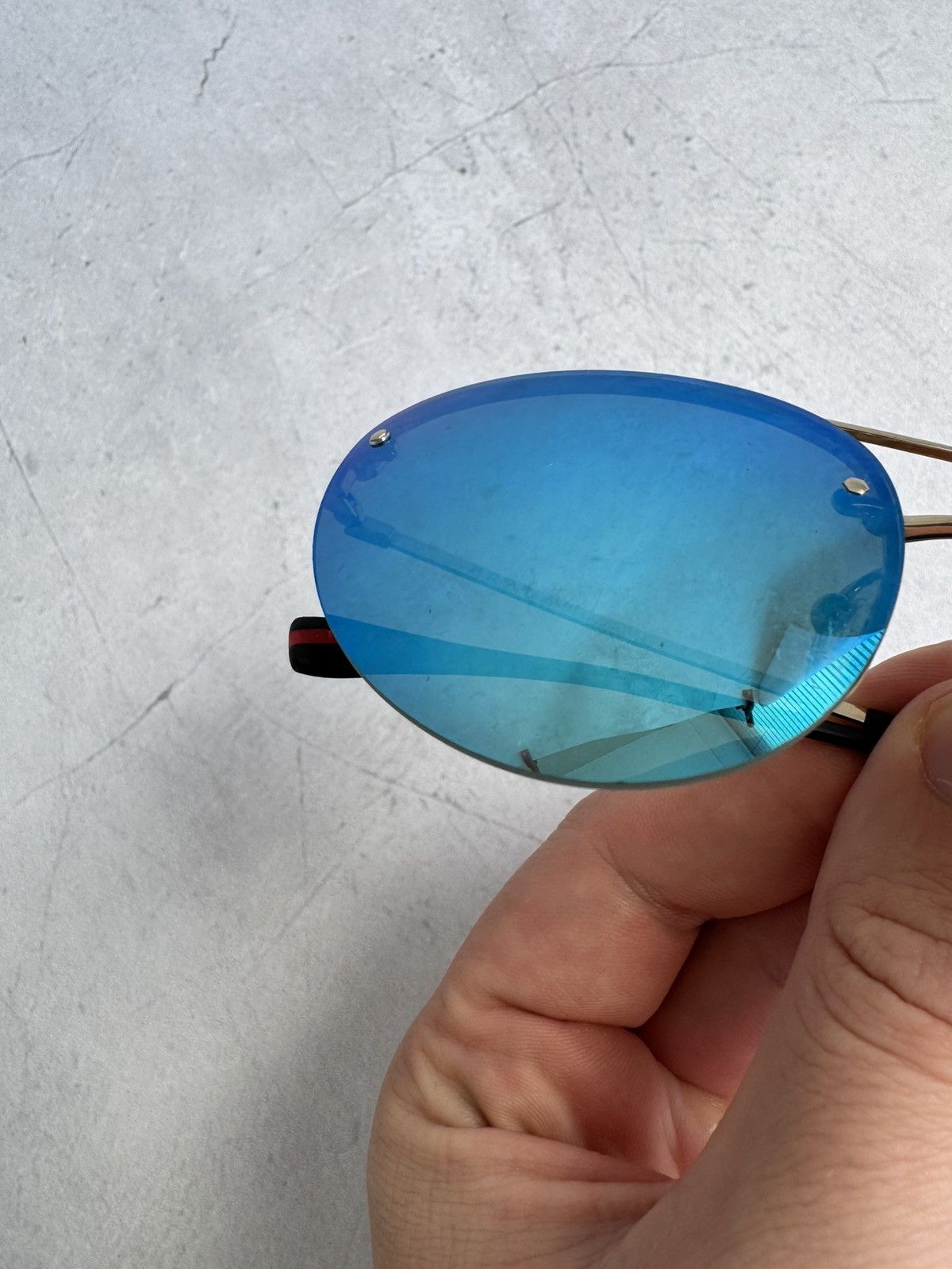 Prada Prada Sunglasses SPS 51R Rimless Shield Blue Mirror Size ONE SIZE - 11 Thumbnail