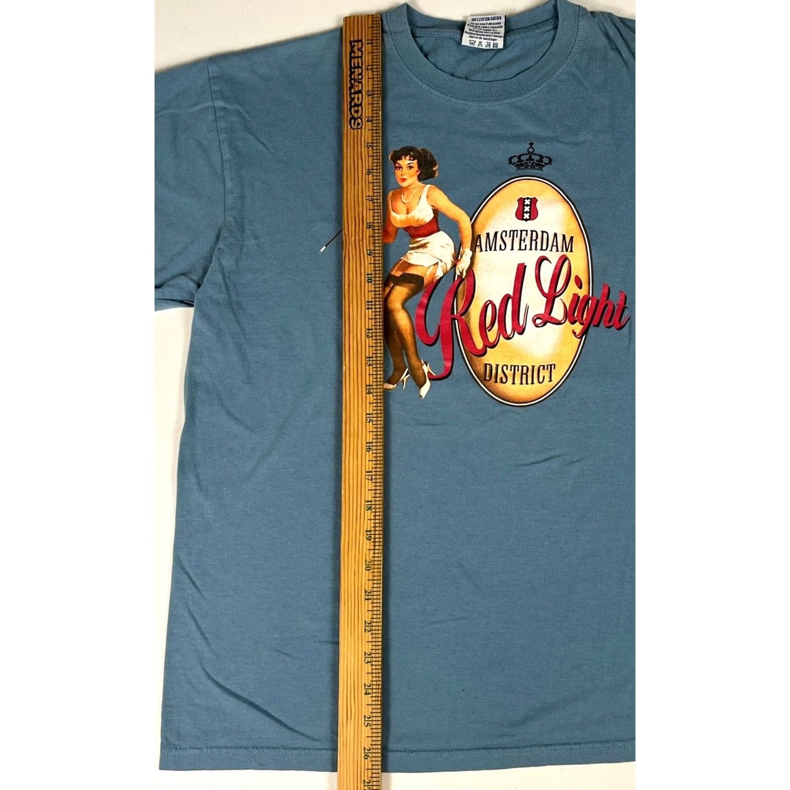 Vintage VINTAGE Fox Originals T-Shirt Amsterdam Red Light District Graphic Blue XS? (not allowed) Size US L / EU 52-54 / 3 - 6 Thumbnail