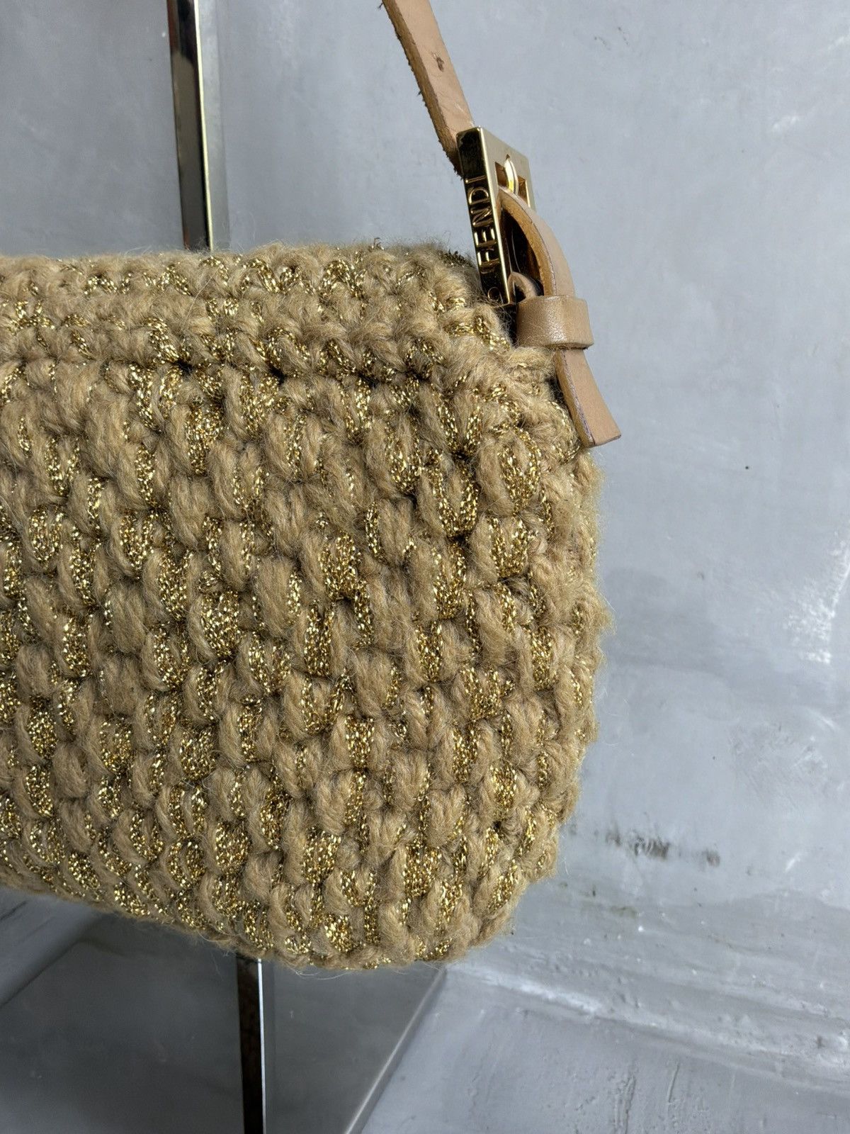 Fendi Fendi - Knit Woven Crochette Ponyhair Baguette Bag Size ONE SIZE - 14 Thumbnail