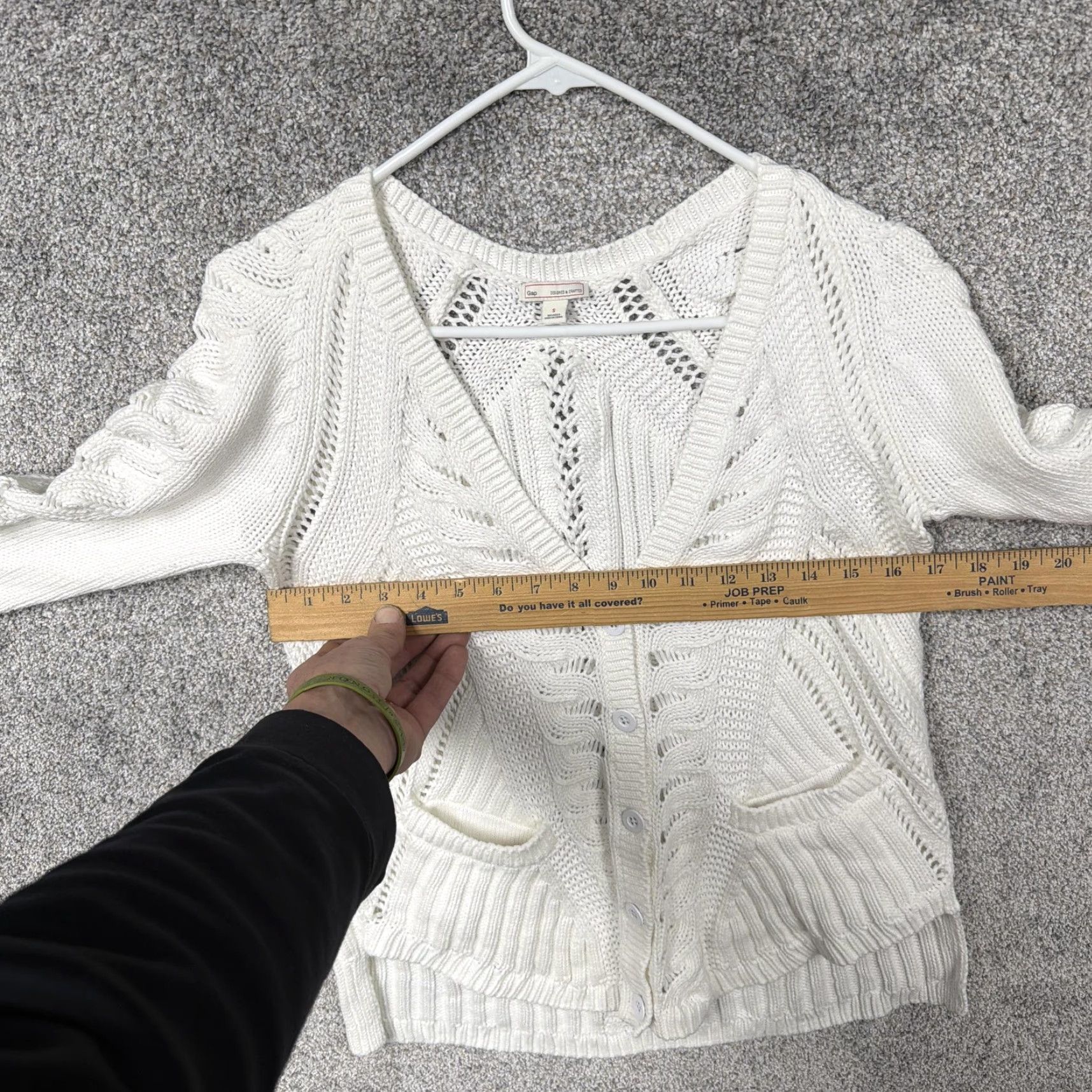 Gap VINTAGE Gap Cardigan Sweater Womens Small White Cable Knit Old Money Coastal Coquette Size S / US 4 / IT 40 - 4 Thumbnail