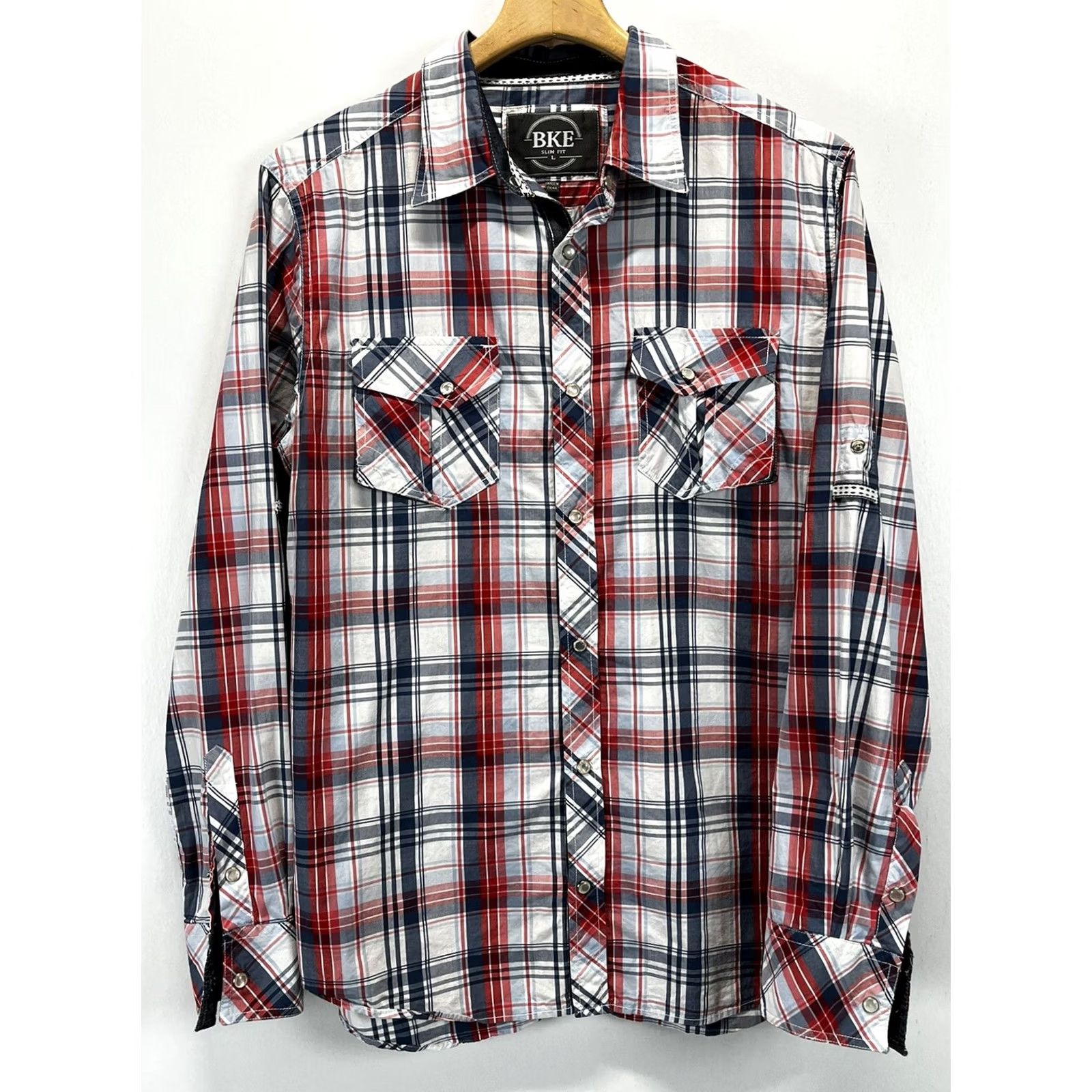 BKE BKE Bartlett Pearl Snap Western Shirt Mens L Plaid Slim Fit Cowboy Size US L / EU 52-54 / 3 - 2 Thumbnail