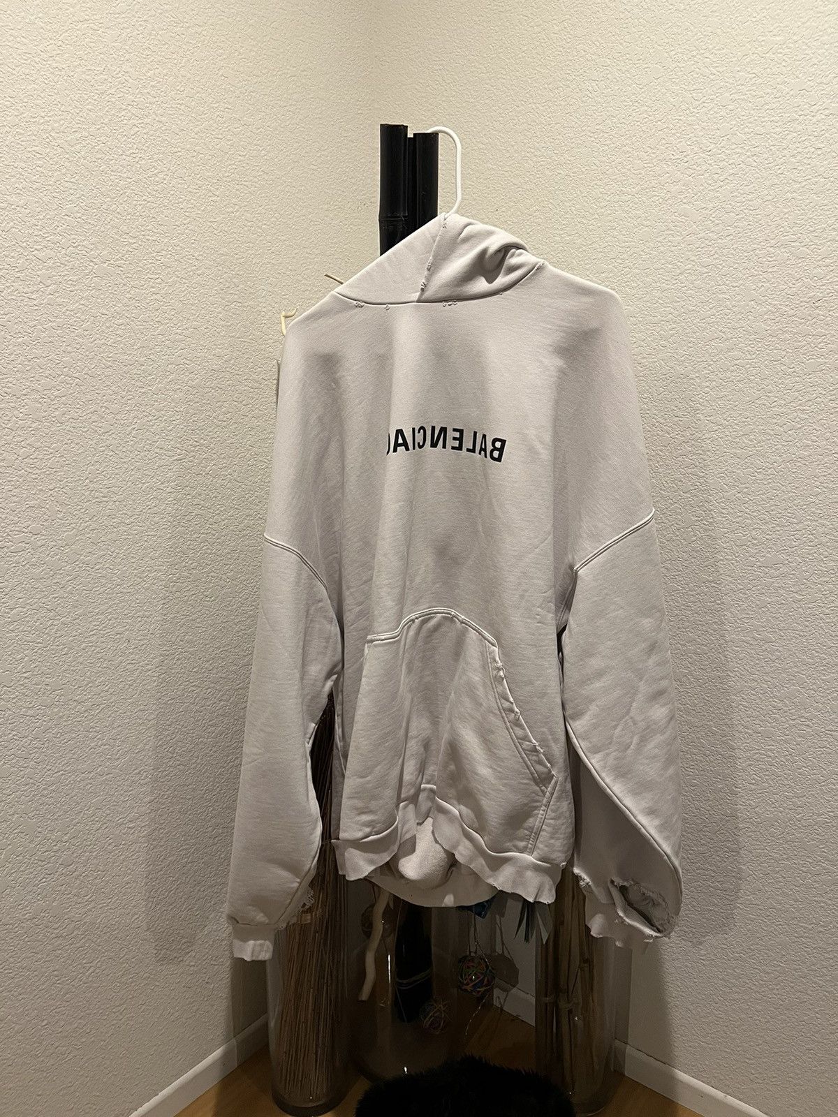 Image of Balenciaga 'mirror Torn Hoodie' in White, Men's (Size XL)