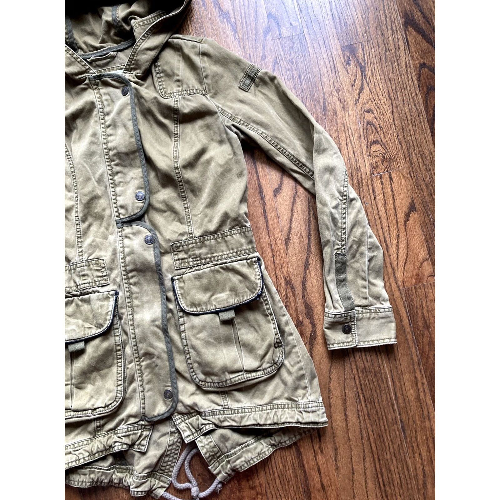 Abercrombie & Fitch Abercrombie & Fitch Jacket Womens Small Military Army Olive Green Utility Zipper Full Zip Size S / US 4 / IT 40 - 3 Thumbnail