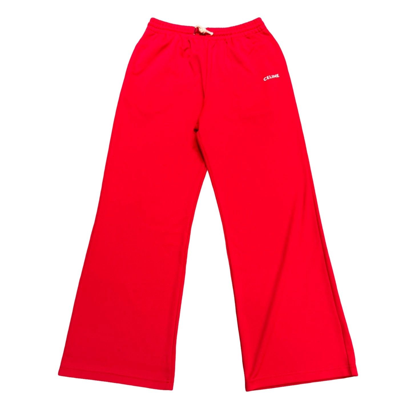 Celine Celine Red Wide-Leg Logo Sweatpants Size 34 Size US 34 / EU 50 - 1 Thumbnail