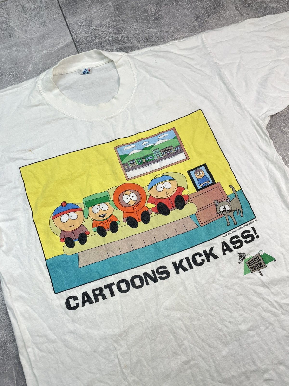 Vintage Vintage South Park 1998 Cartoons Kick Ass T-shirt Size US L / EU 52-54 / 3 - 2 Thumbnail