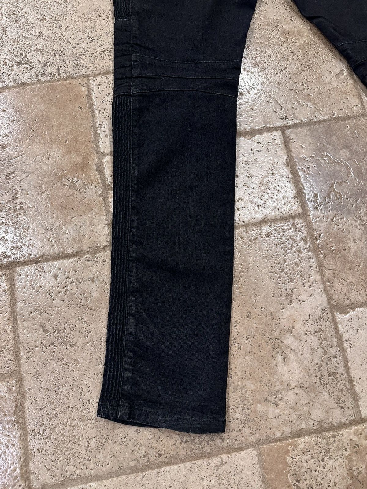 Balmain Balmain Double Zipper Black Wax Paneled Moto Biker Denim Size US 36 / EU 52 - 8 Thumbnail