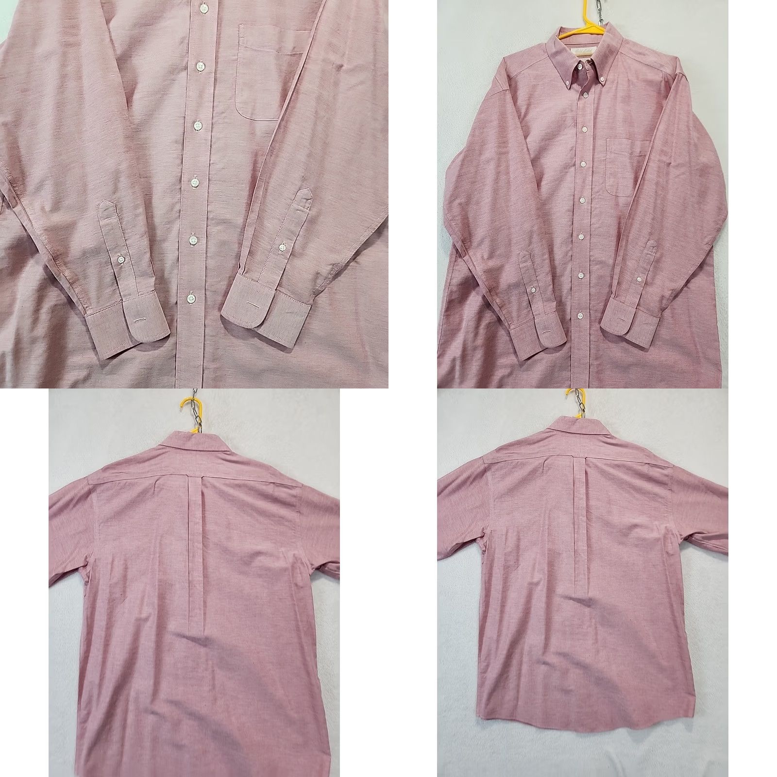 Roundtree & Yorke VINTAGE Roundtree & Yorke Gold Label Dress Shirt Red Chambray 16 33 Long Sleeve Button-Down Non-Iron Regular Mens Size 42R - 9 Thumbnail