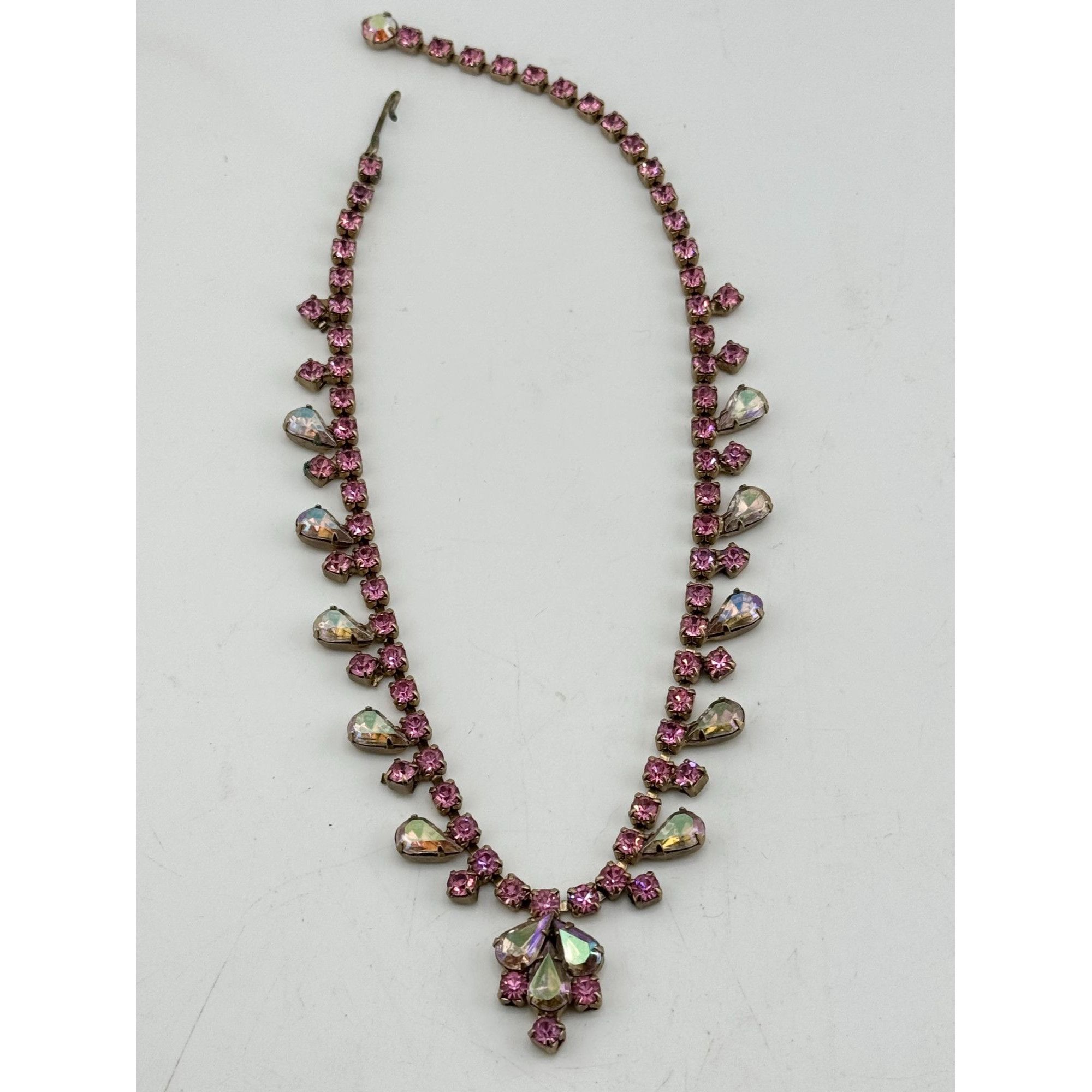 Vintage Vintage pink rhinestone glass collar necklace Size ONE SIZE - 3 Thumbnail