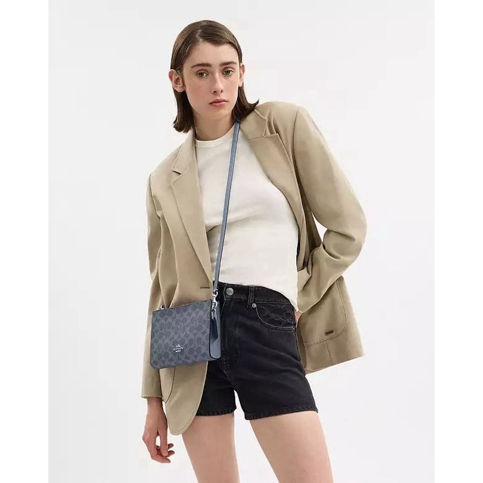 Coach NWT Coach Slim Crossbody Bag Canvas CAR12 Silver/Chambray Size ONE SIZE - 8 Thumbnail