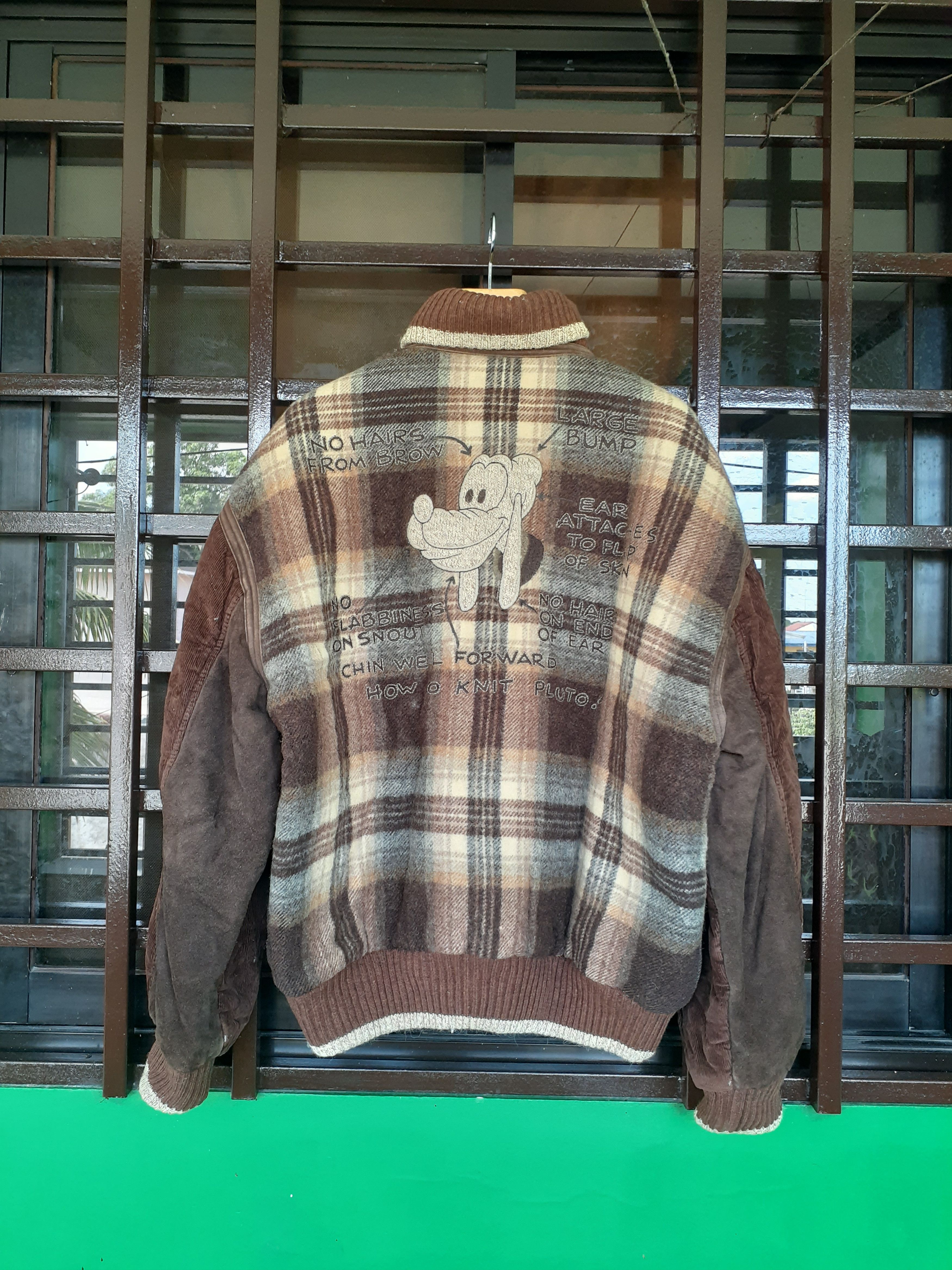 image of VTG Iceberg X Disney Pluto History Brown Plaid Jacket, Men's (Size Large)