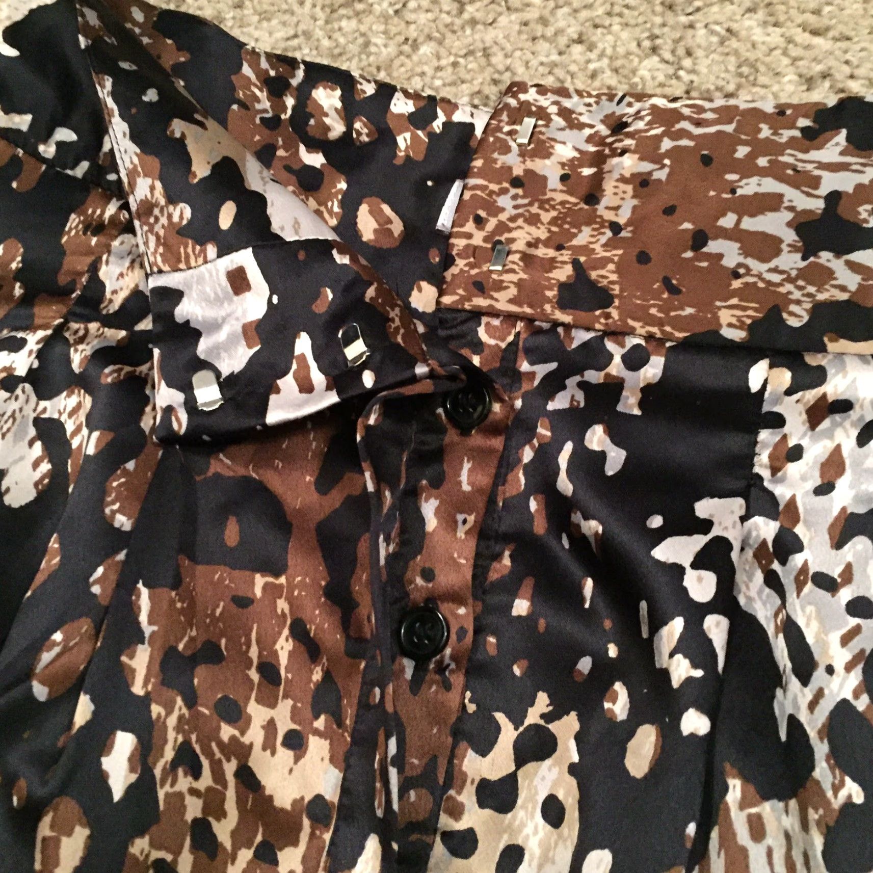 Worthington Worthington Skirt Knee Length Brown Animal Print Lined Button Front Size 8 Womens Flare Regular Polyester Size 30" / US 8 / IT 44 - 4 Thumbnail