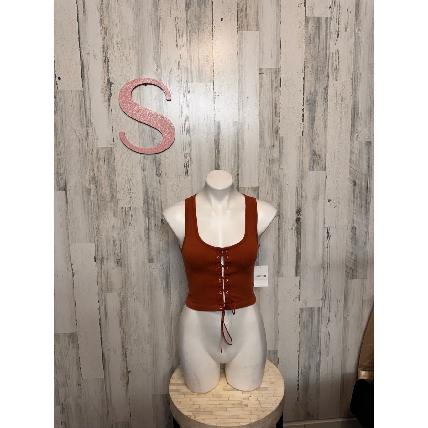 Forever 21 Forever 21 Rust Orange Lace-Up Front Tank Top Women’s Size S Size S / US 4 / IT 40 - 1 Thumbnail