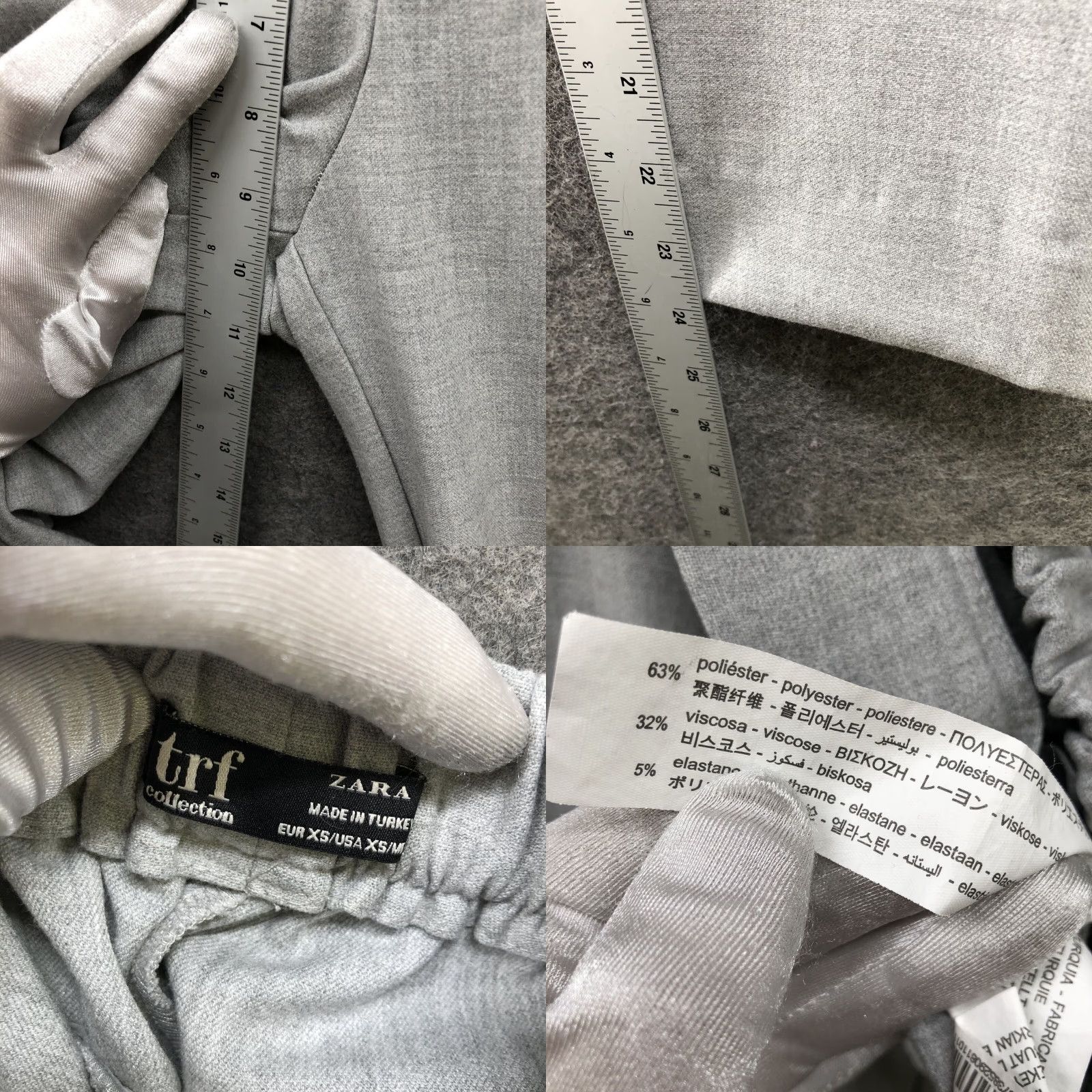 Zara Zara Pants Womens XS Gray Pull On Flat Front Slim Straight Dress Pants Lightweight Office Workwear Size 26" / US 2 / IT 38 - 8 Thumbnail