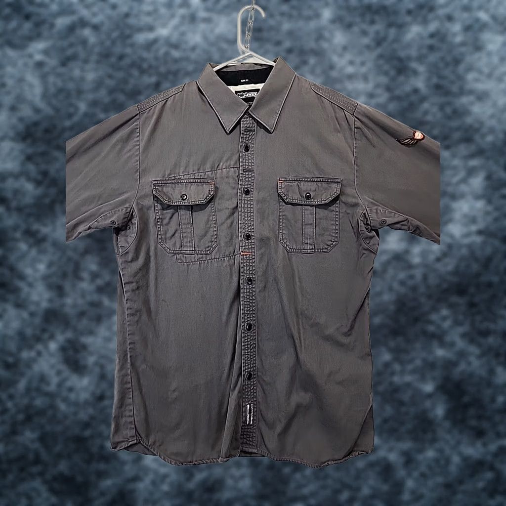 Billabong Billabong Mens L Gray Long Sleeve Button-Up Shirt Grunge Skater Mechanics Pocketed Casual Size US L / EU 52-54 / 3 - 1 Thumbnail